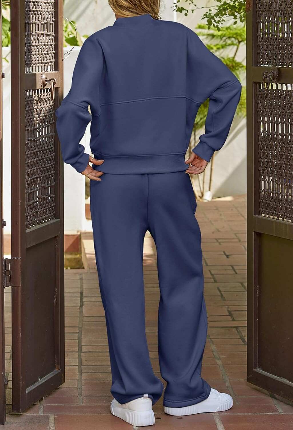 Spring Sale🔥Women's Fall 2 Piece Sweatsuits Set Long Sleeve Zip Up Sweatshirt Wide Leg Sweatpants Lounge Sets