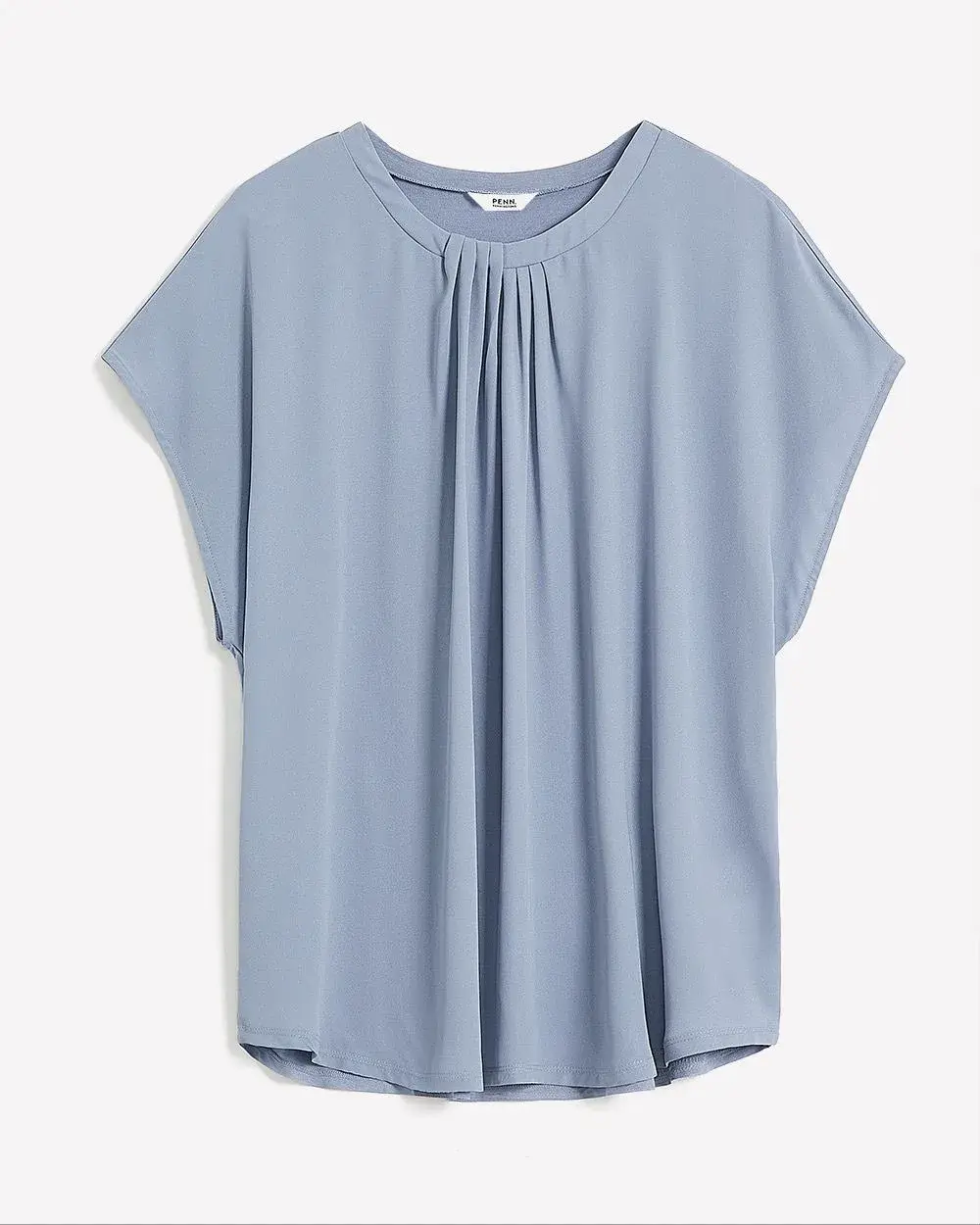 Extended-Sleeve Crew Neck Mixed Media Top