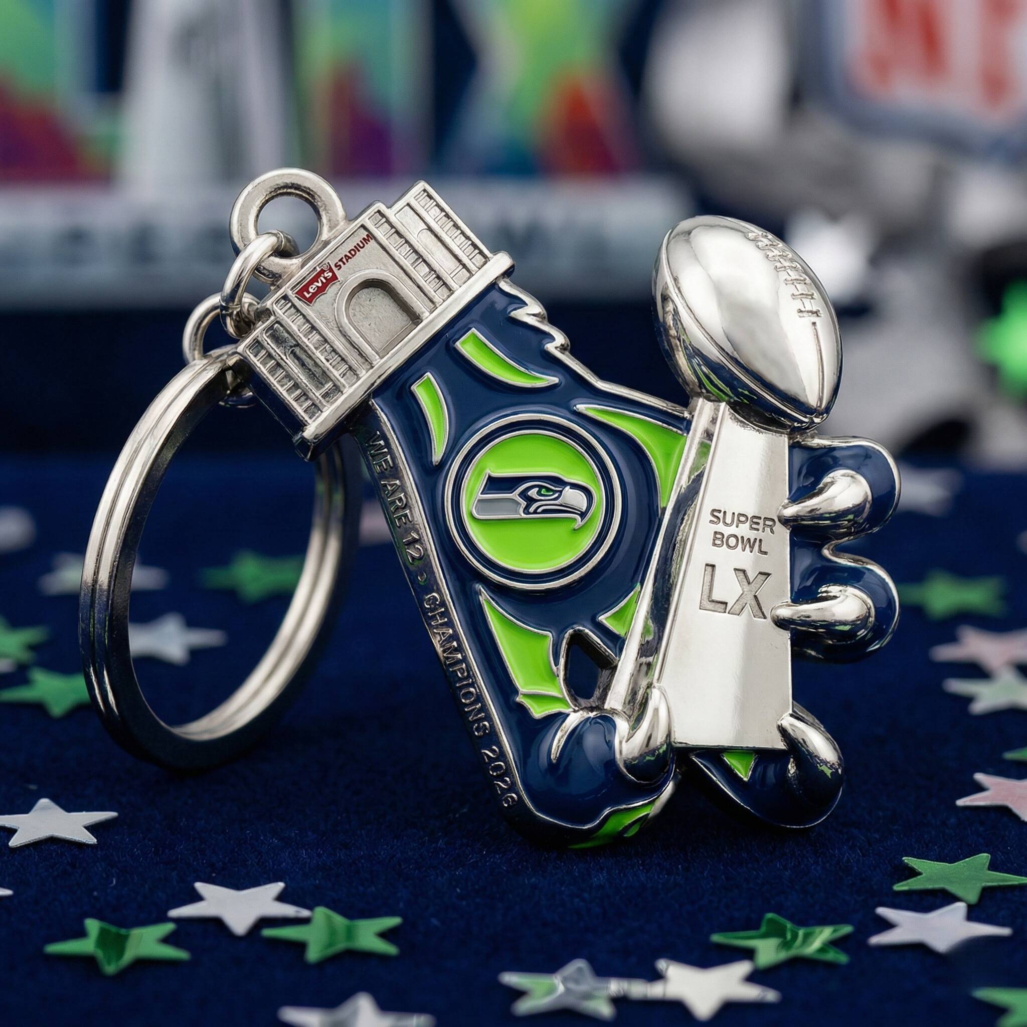 Seattle Seahawks Super Bowl LX Champions Keychain
