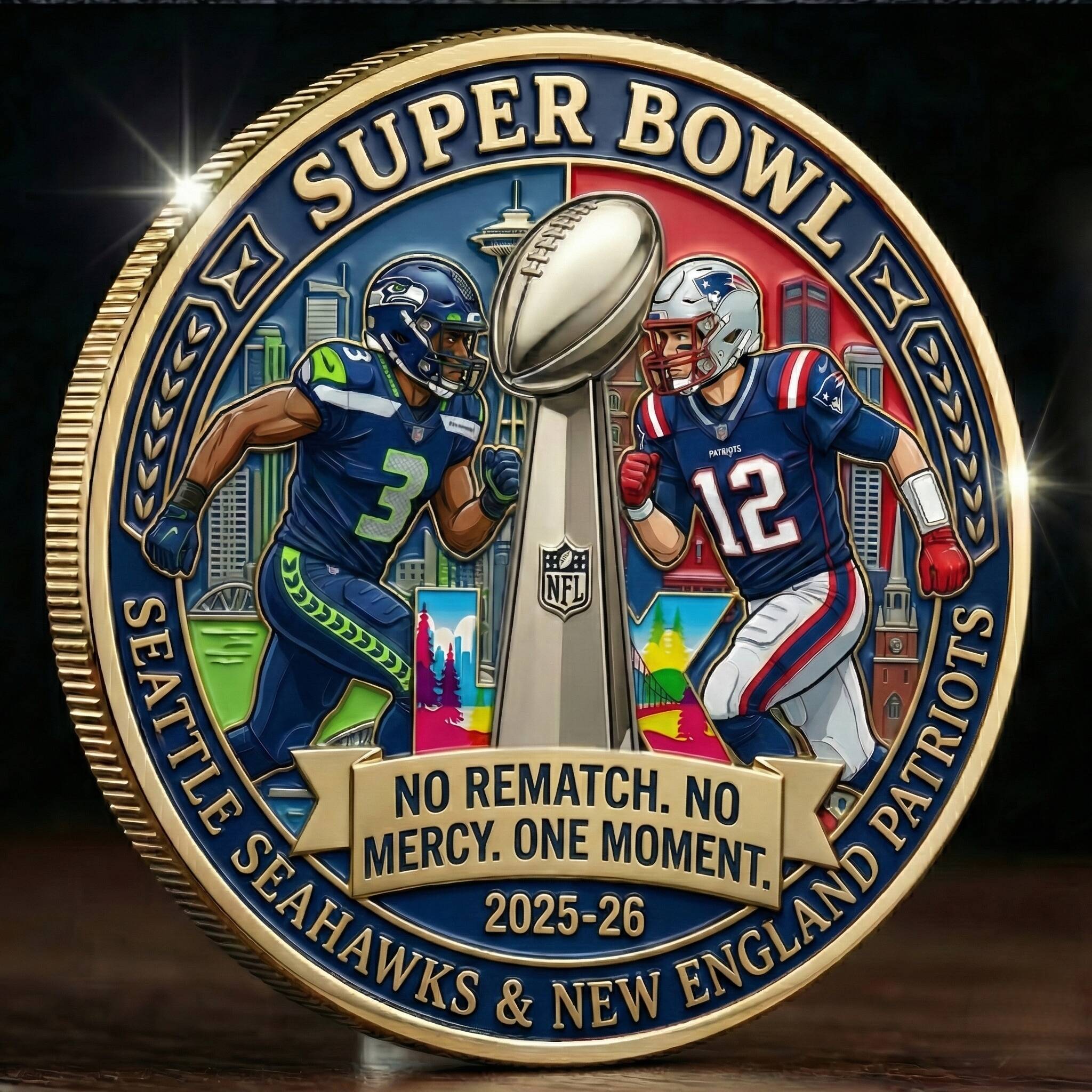 🏈 Seattle Seahawks vs New England Patriots  Super Bowl Commemorative Coin· 2025–26