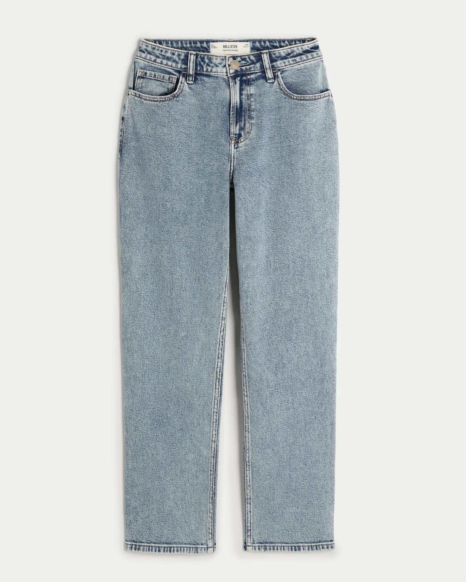 High-Rise Washed Black Straight Jeans