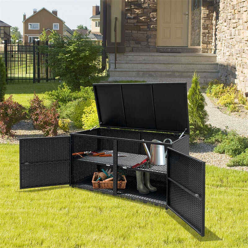 88 Gallon Rattan Deck Storage Box Patio Container