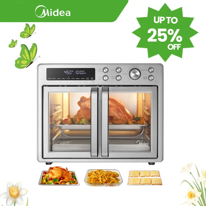 [2026 Kitchen Hack] Flexify French Door Air Fryer Toaster Oven Combo 26.4 QT, Extra Large Countertop Air Fryer Oven 10-in-1 Combo 25% Faster Cooking & 90% Less Oil, Elegant Design Convection Fan, Gift of the Season