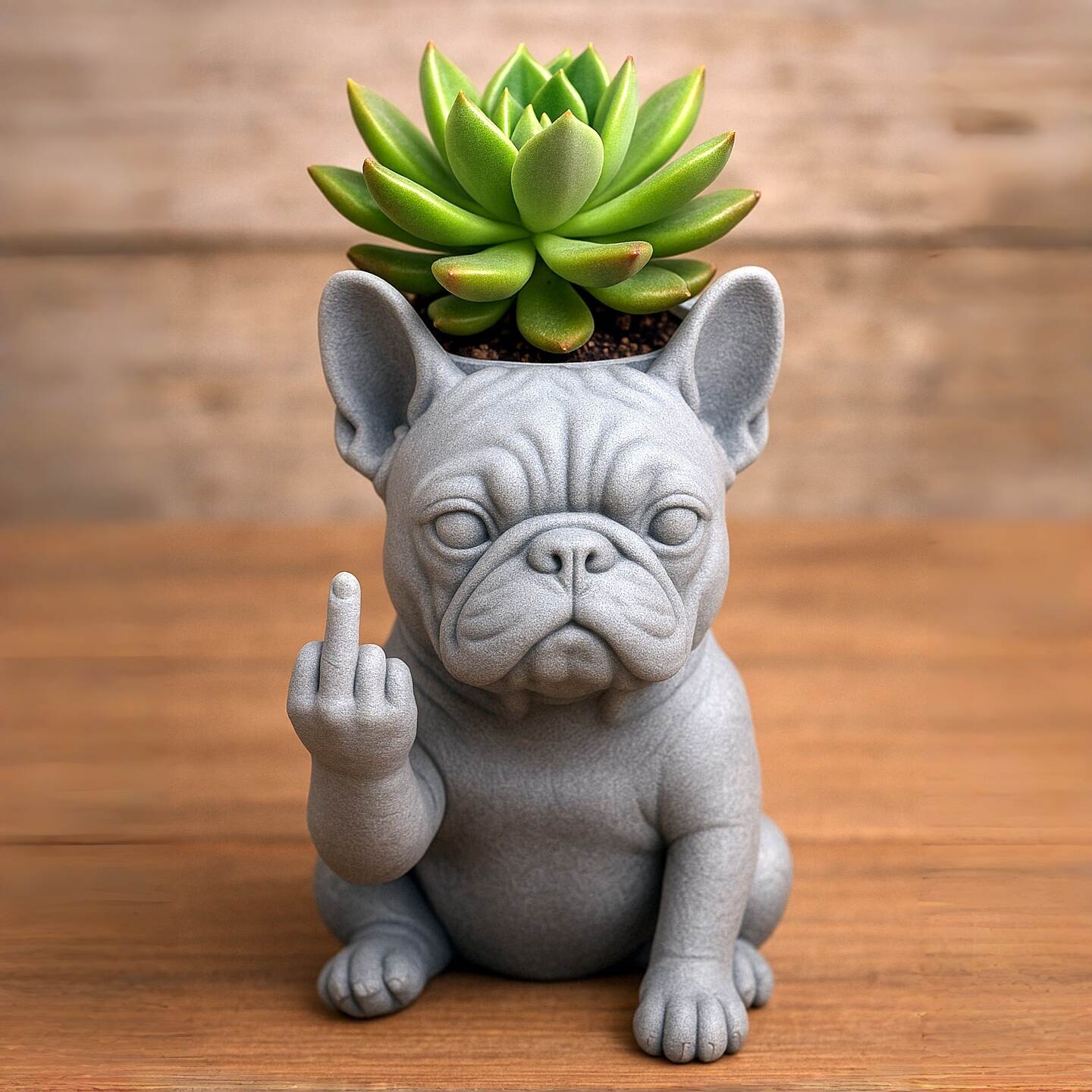 Funny Middle Finger Bulldog Planter