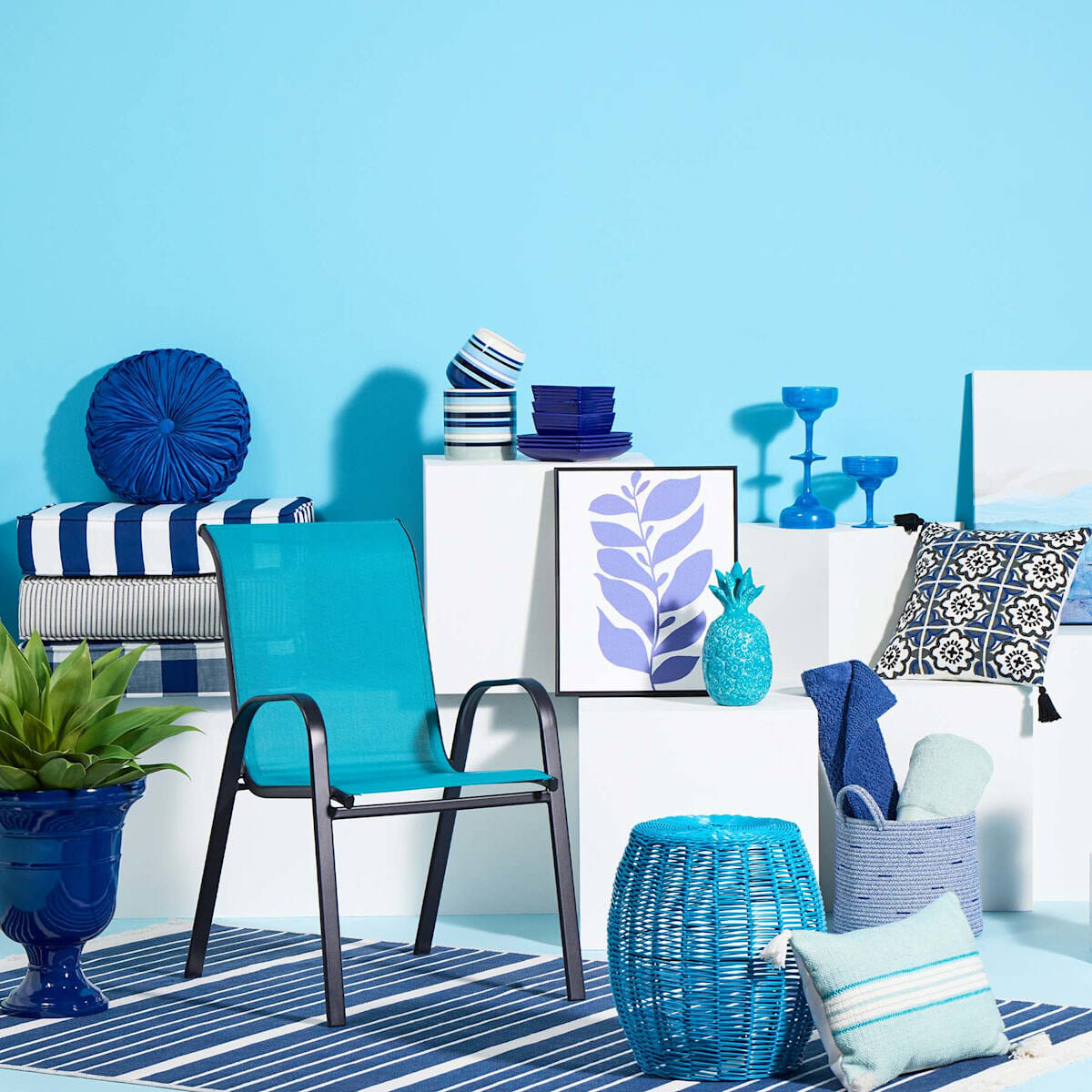 Stackable Sling Patio Chair, Teal