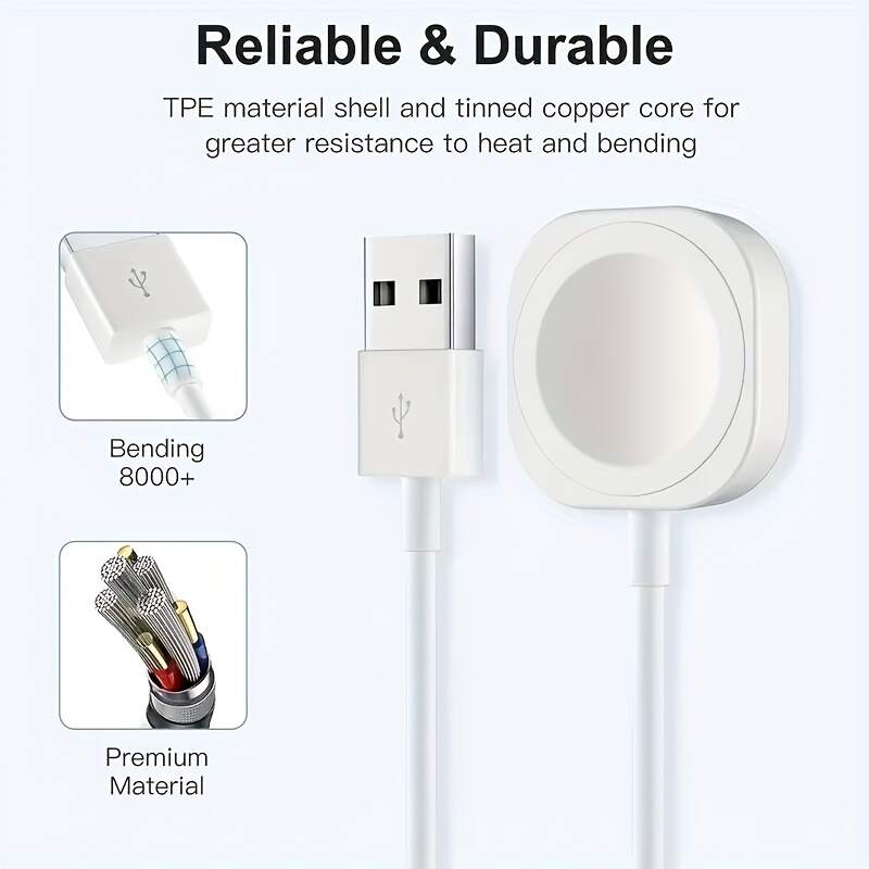 Fast Wireless Charger for Apple Watch - Strong Magnetic Connection, Rapid Fast Charging, Portable Design with USB Cable - Compatible with All Apple Watch Series 9 8 7 6 SE 5 4 3 2 1