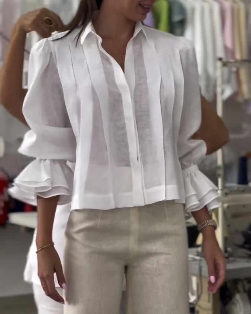 Aumora Puff Sleeve Ruffle Shirt
