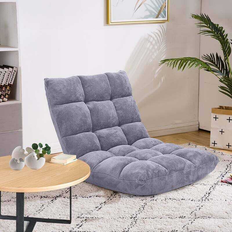 Memory Foam Floor Chair, 14-Position Adjustable Folding Gaming Sofa Chair with Back Support, Chaise Lounge Sleeper Bed Couch Recliner