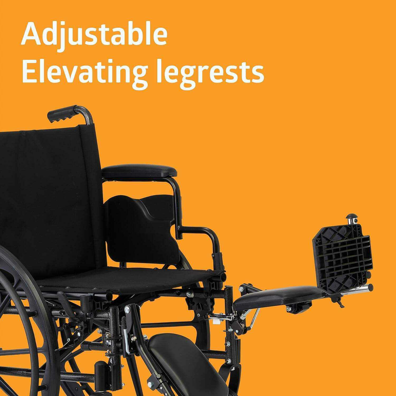 Medline 20” Foldable K4 Wheelchair with Swing-Back Desk-Length Arms & Elevating Legrests, 300 lbs. Capacity, Transport Chair for Adults & Seniors