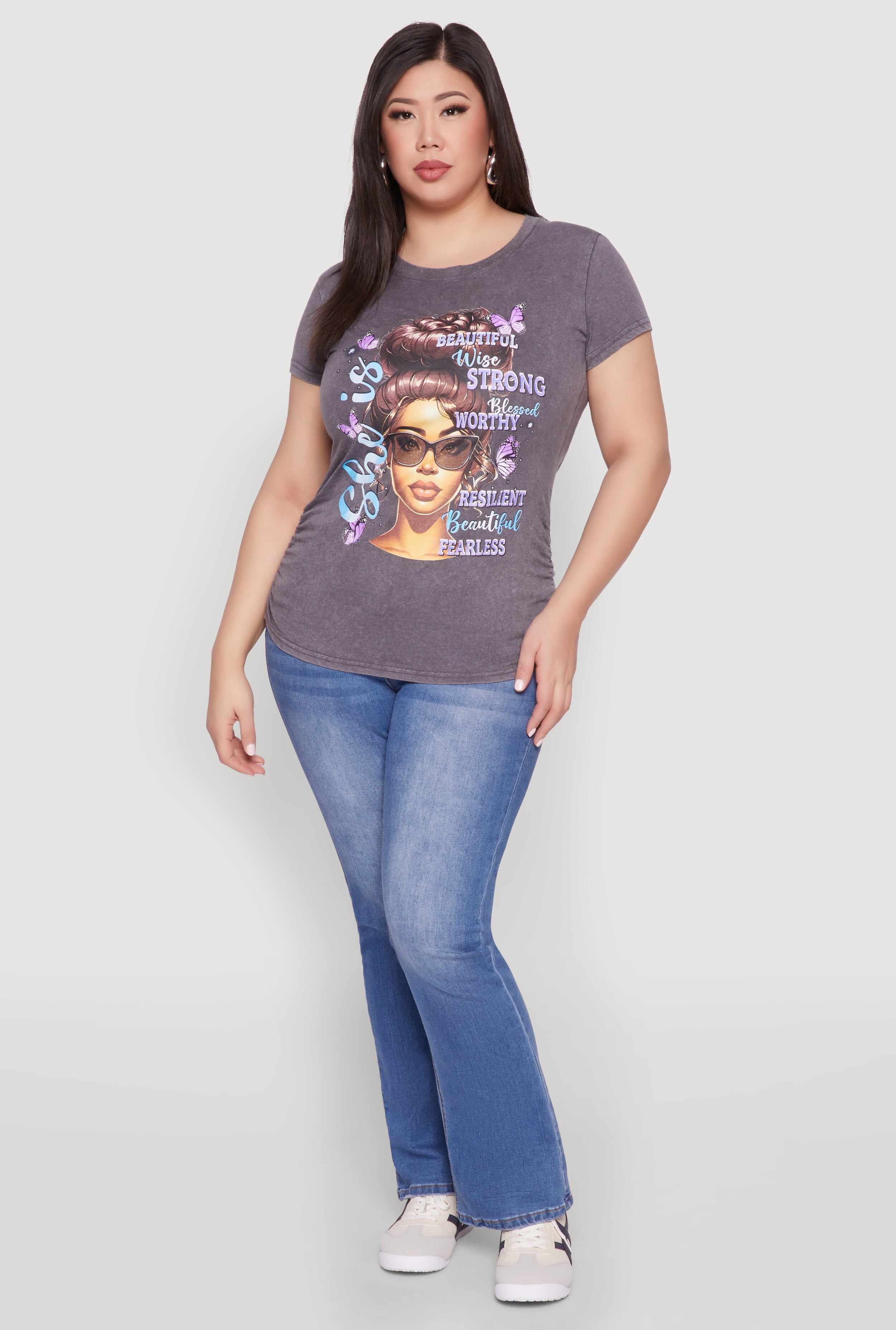 Plus Size Mineral Wash She Is Graphic Tee