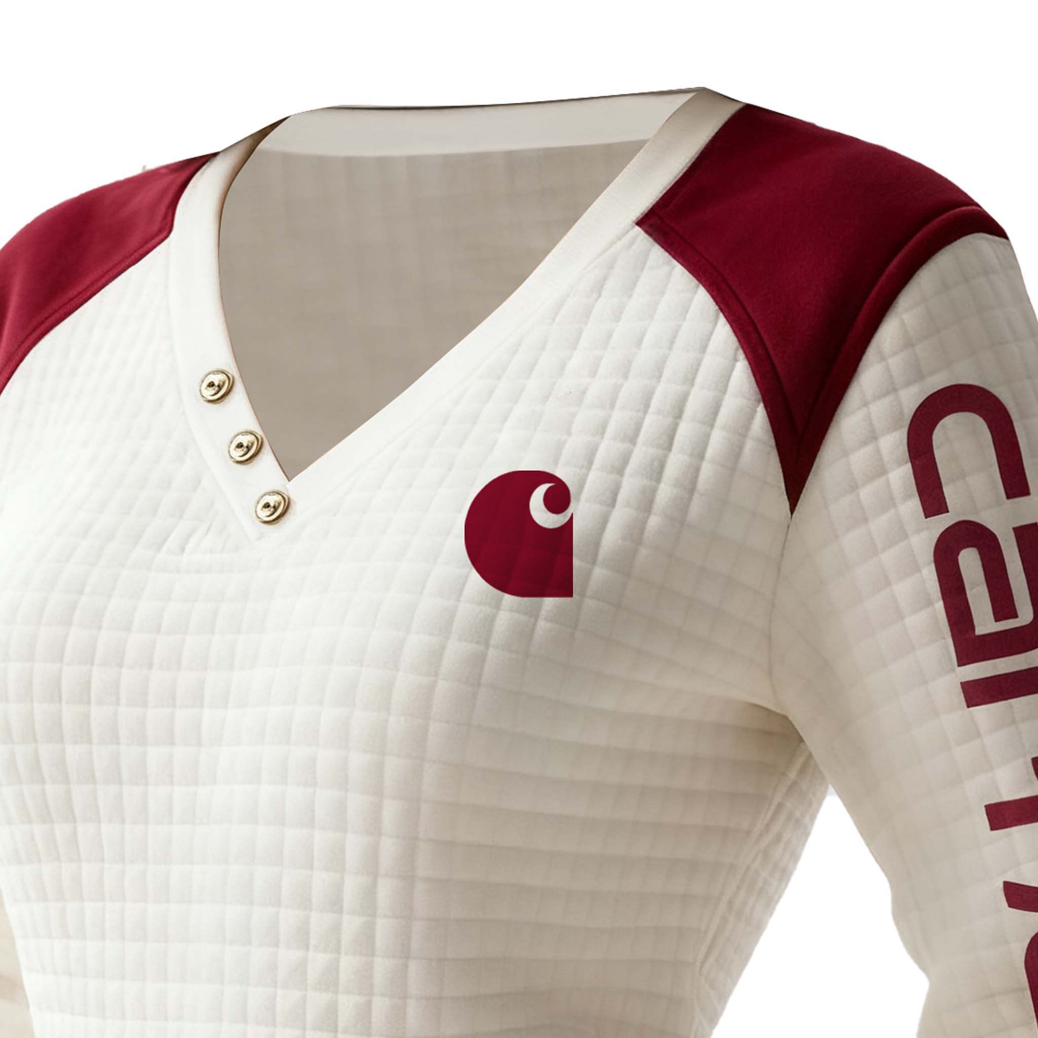 Fashion Quilted Henley Sweatshirt