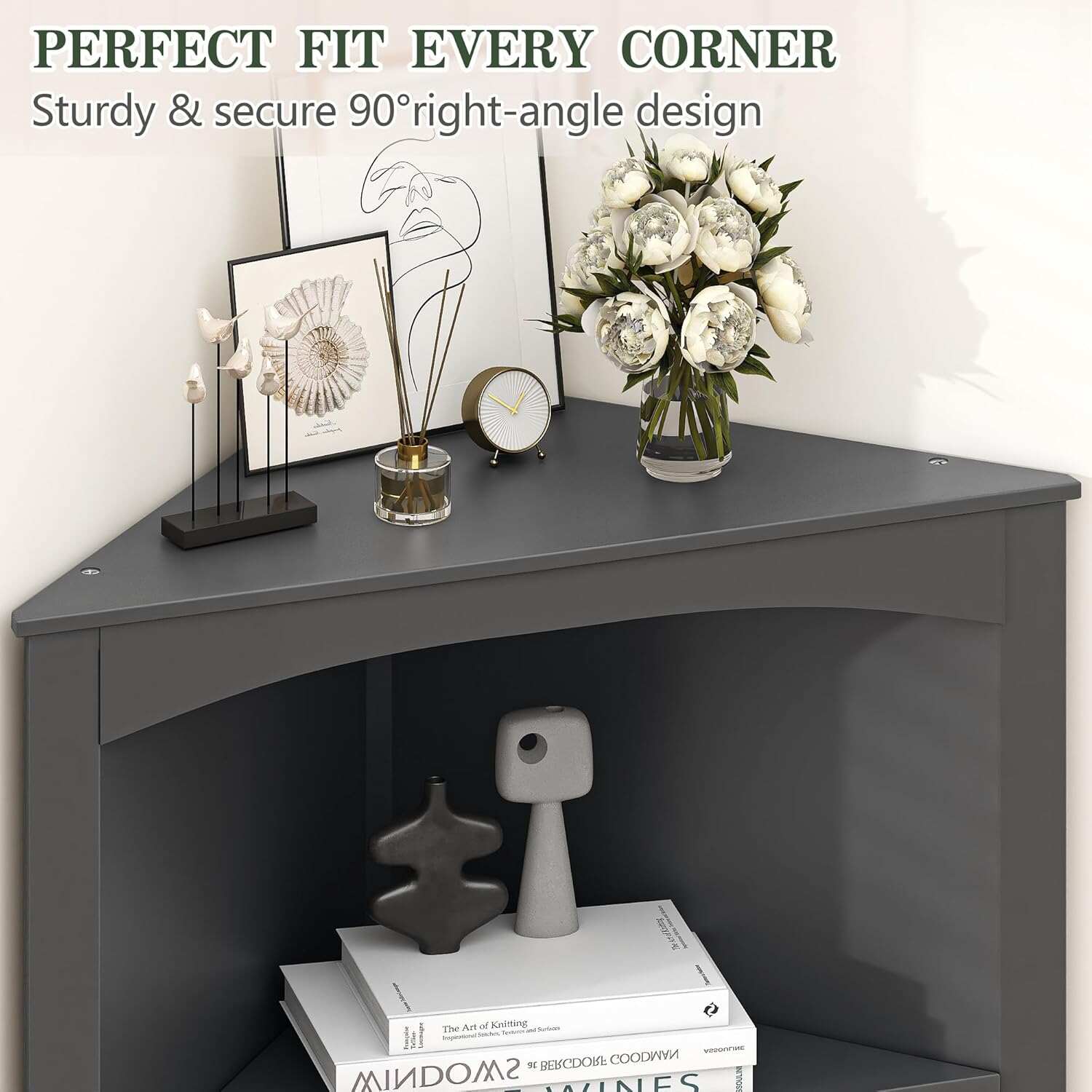 Tall Corner Cabinet, 68.8'' Storage Cabinet with Doors and Adjustable Shelves