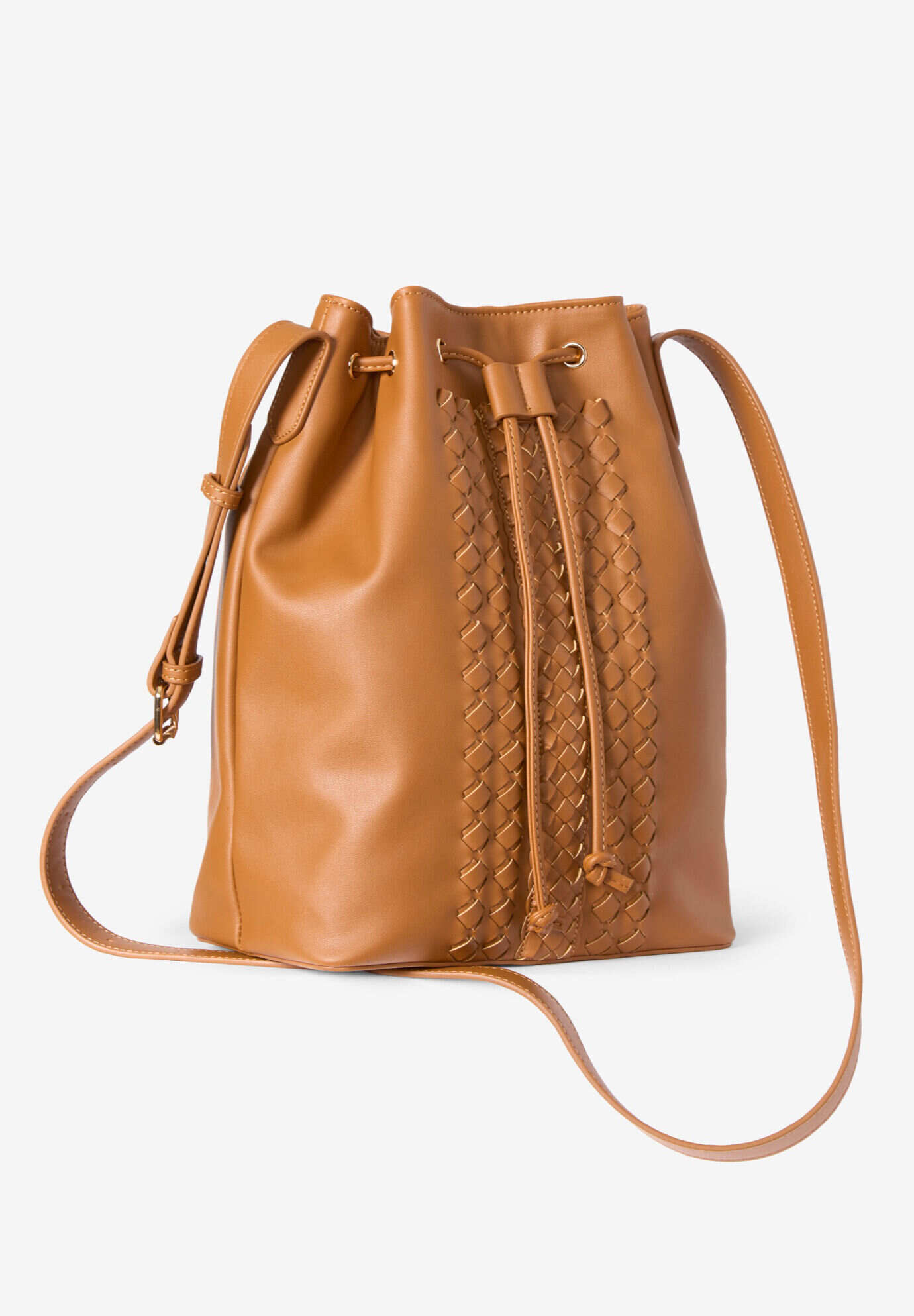 Braided-Detail Crossbody Bucket Bag