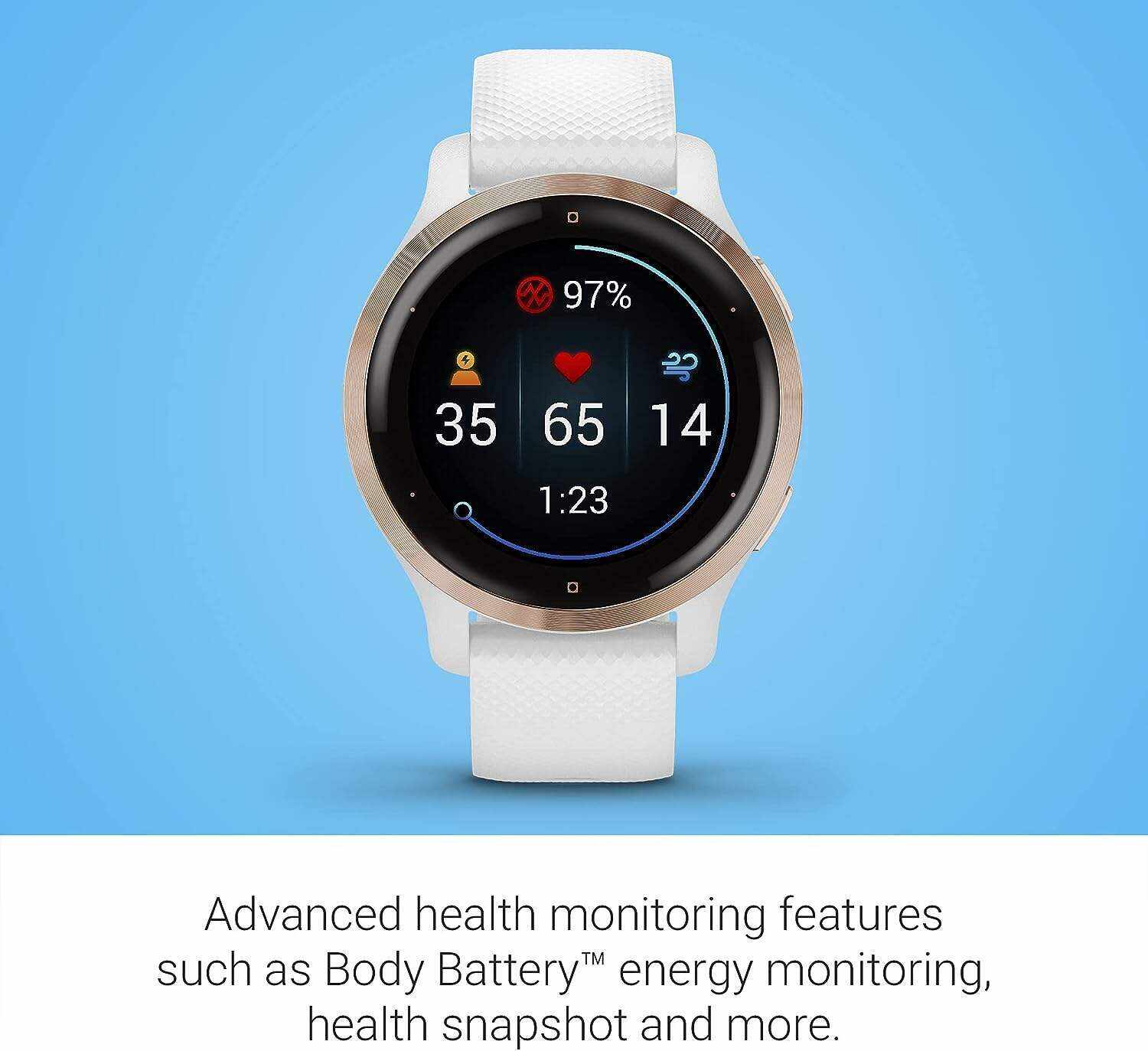 Garmin Venu 2, GPS Smartwatch with Advanced Health Monitoring and Fitness Features, Slate Bezel with Black Case and Silicone Band , 27.9 mm