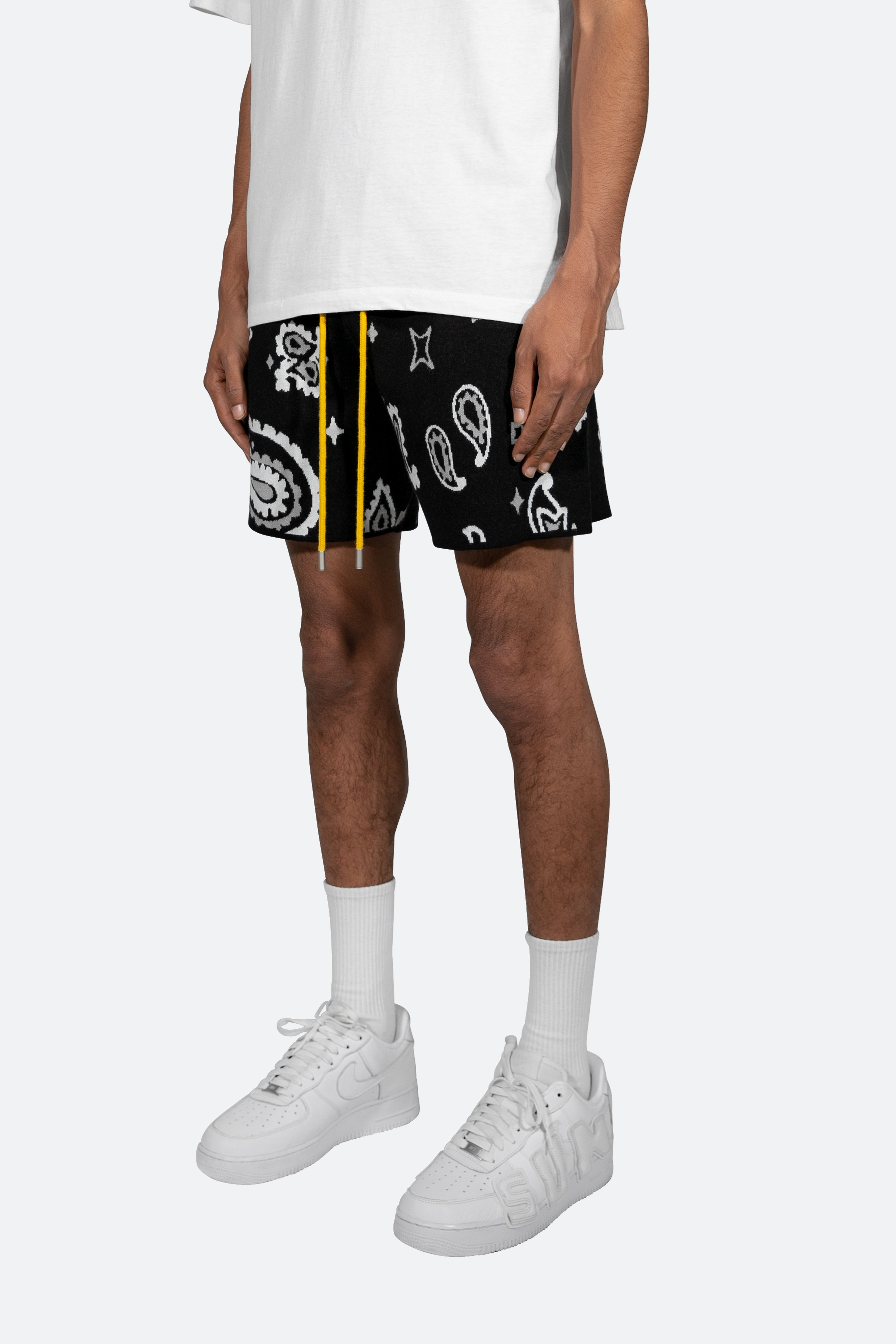 Paisley Knit Shorts - Black