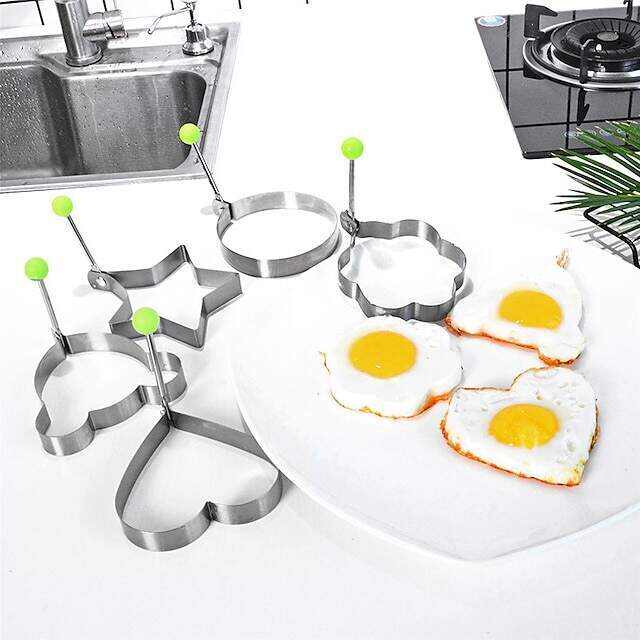 5 Pieces Set Fried Egg Mold Pancake Rings Shaped Omelette Mold Mould Frying Egg Cooking Tools Kitchen Supplies Accessories Gadget