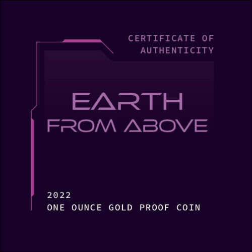 2022 EARTH FROM ABOVE 1 Oz Gold Coin 100$ Niue