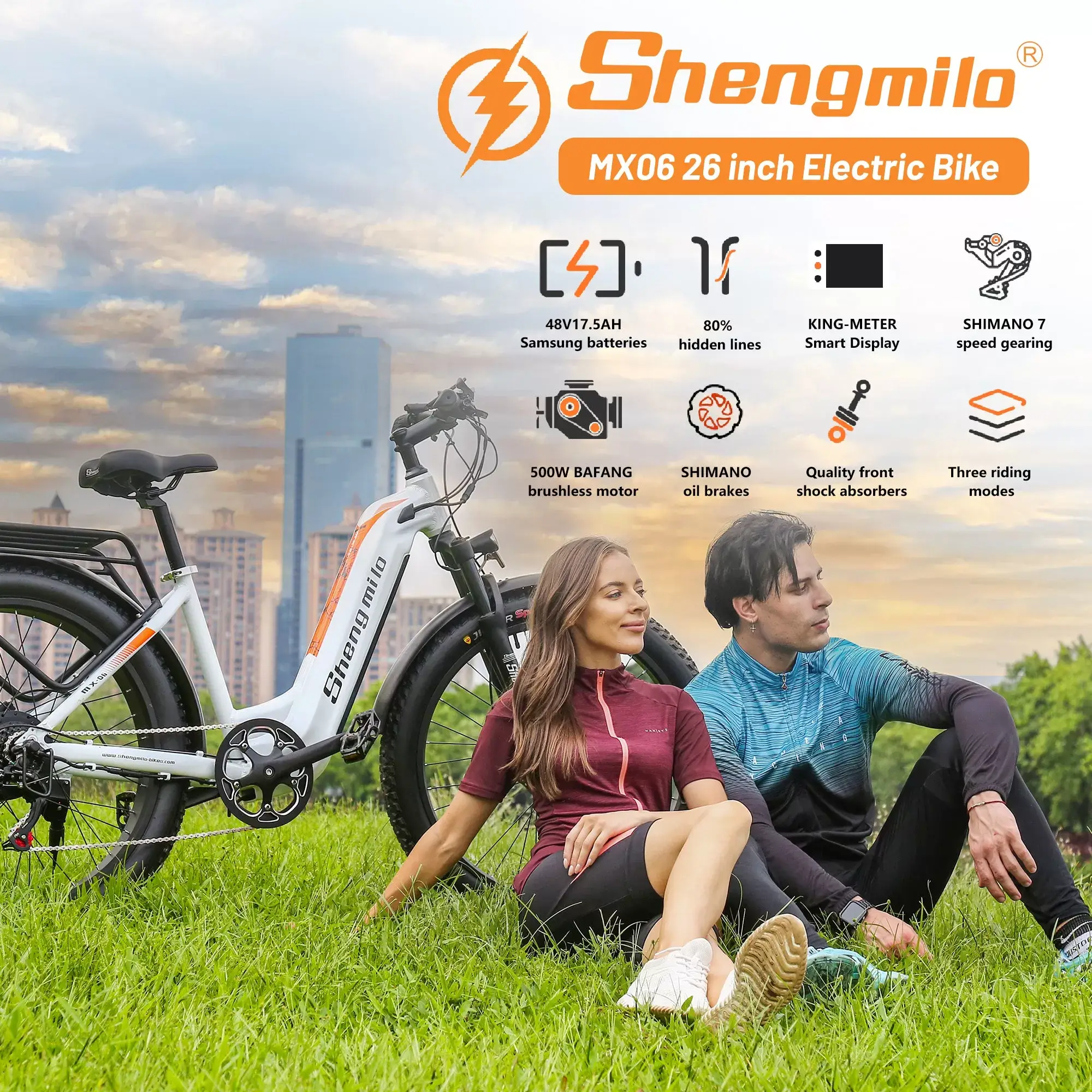 E-Bike MX06 48V 17.5Ah 500W Motor SAMSUNG BATTERY 90KM RANGE