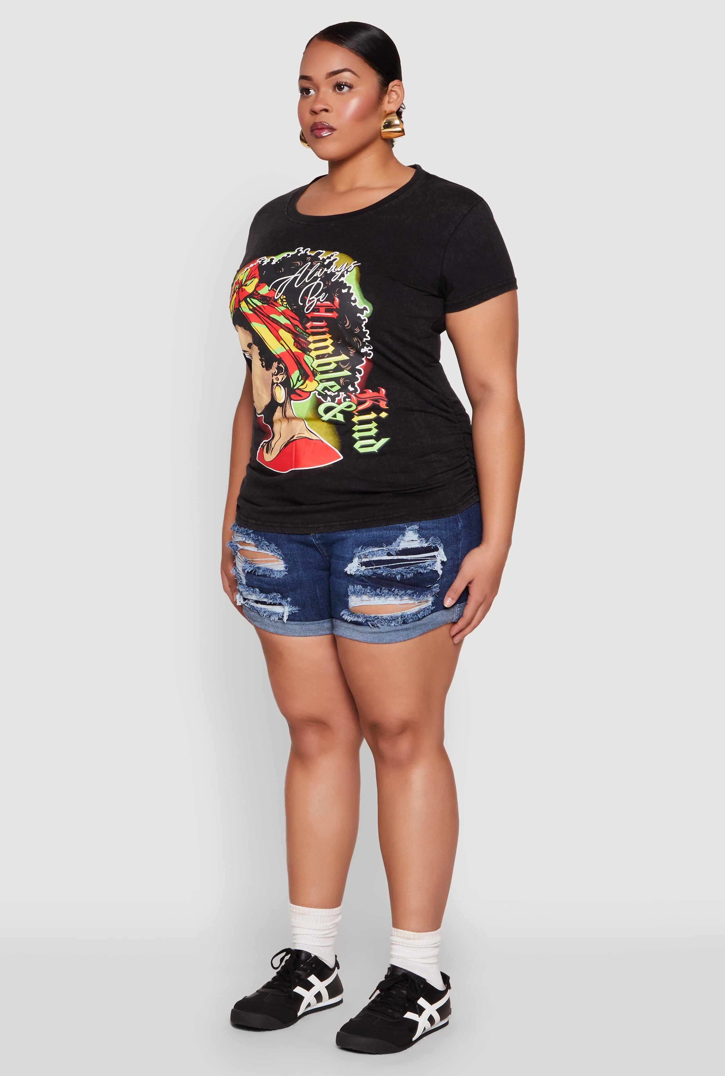 Plus Size Always Be Ruched Graphic Tee