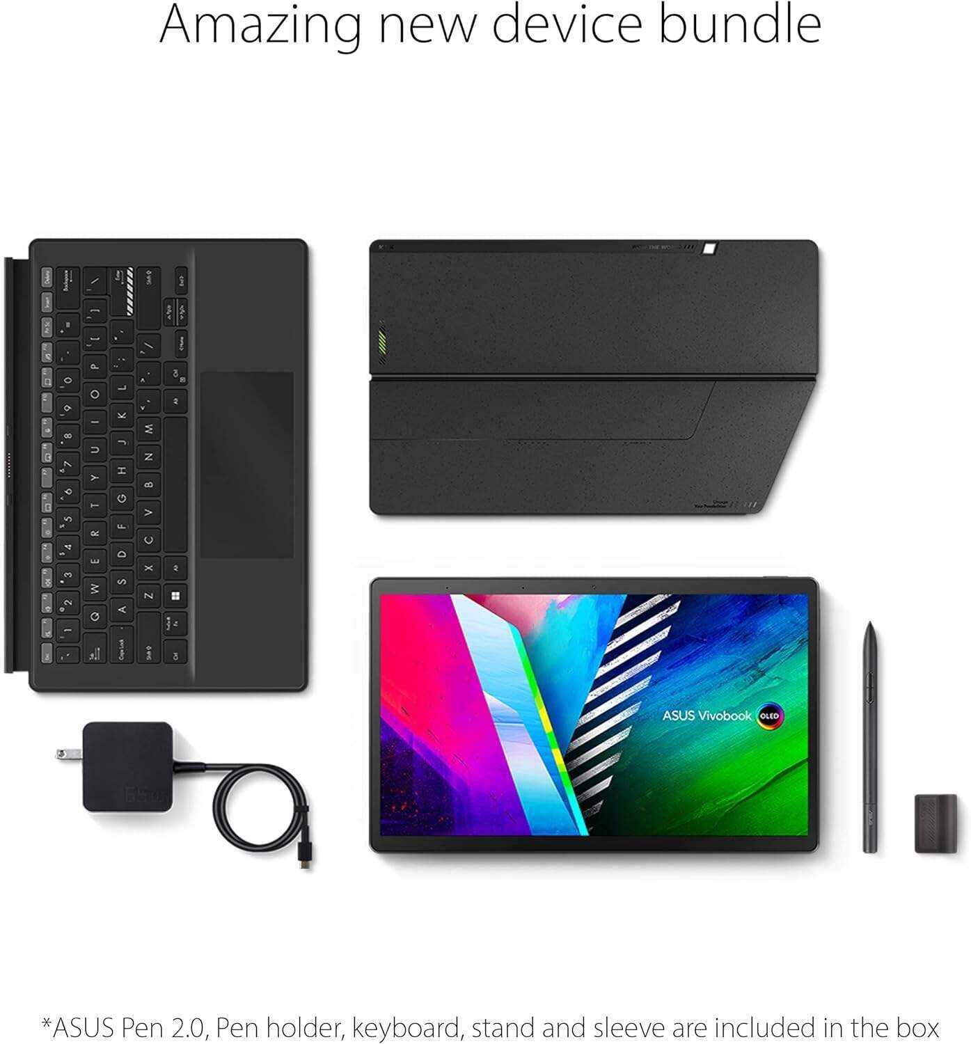 ASUS VivoBook 13 Slate OLED 2-in-1 Laptop, 13.3” FHD OLED touch Display, Intel Pentium N6000 Quad-Core CPU, 8GB RAM, 256GB PCIe® 3.0 SSD, Windows 11 Home, Black, T3300KA-DH26T