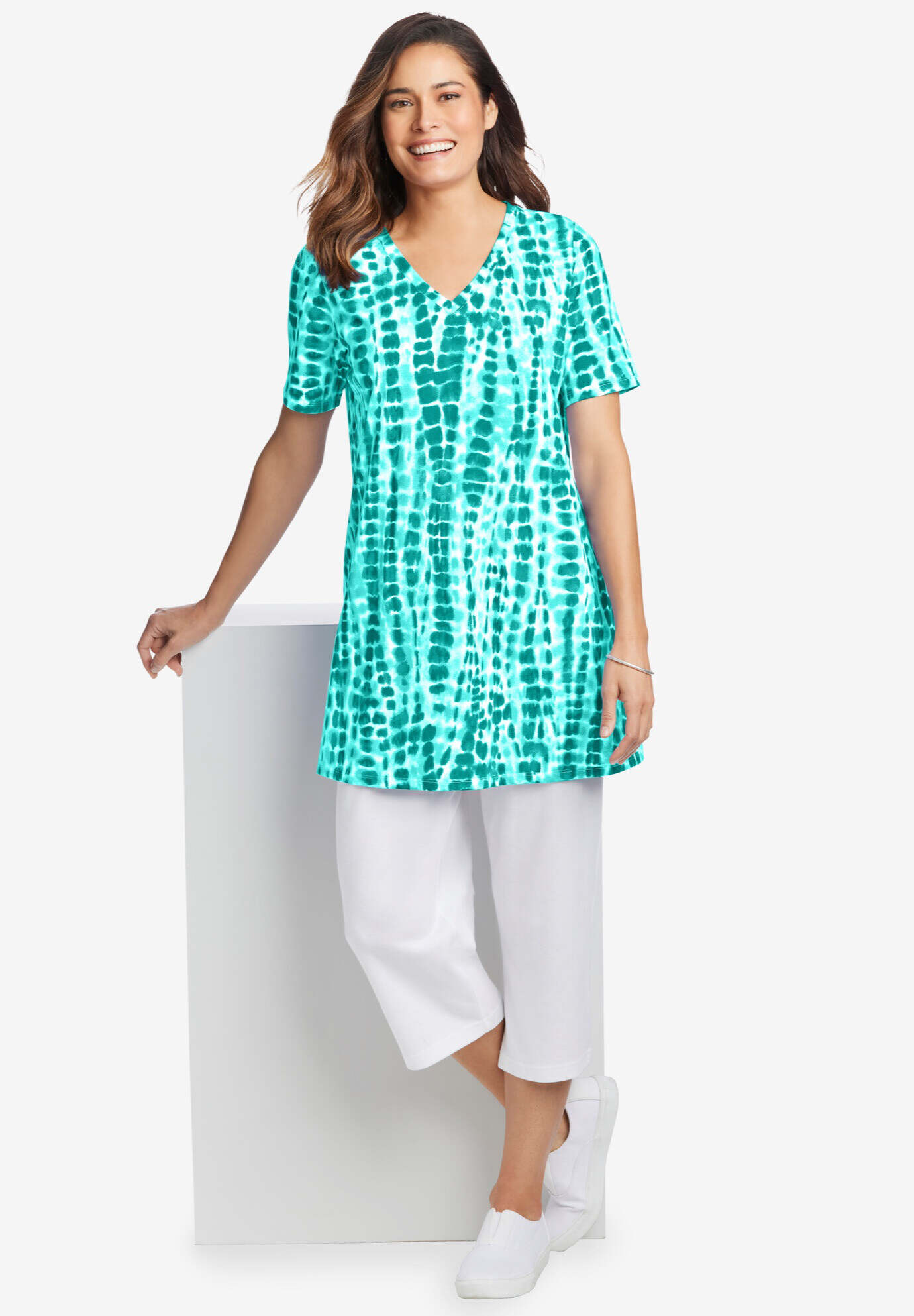 V-Neck Tie-Dye Tunic