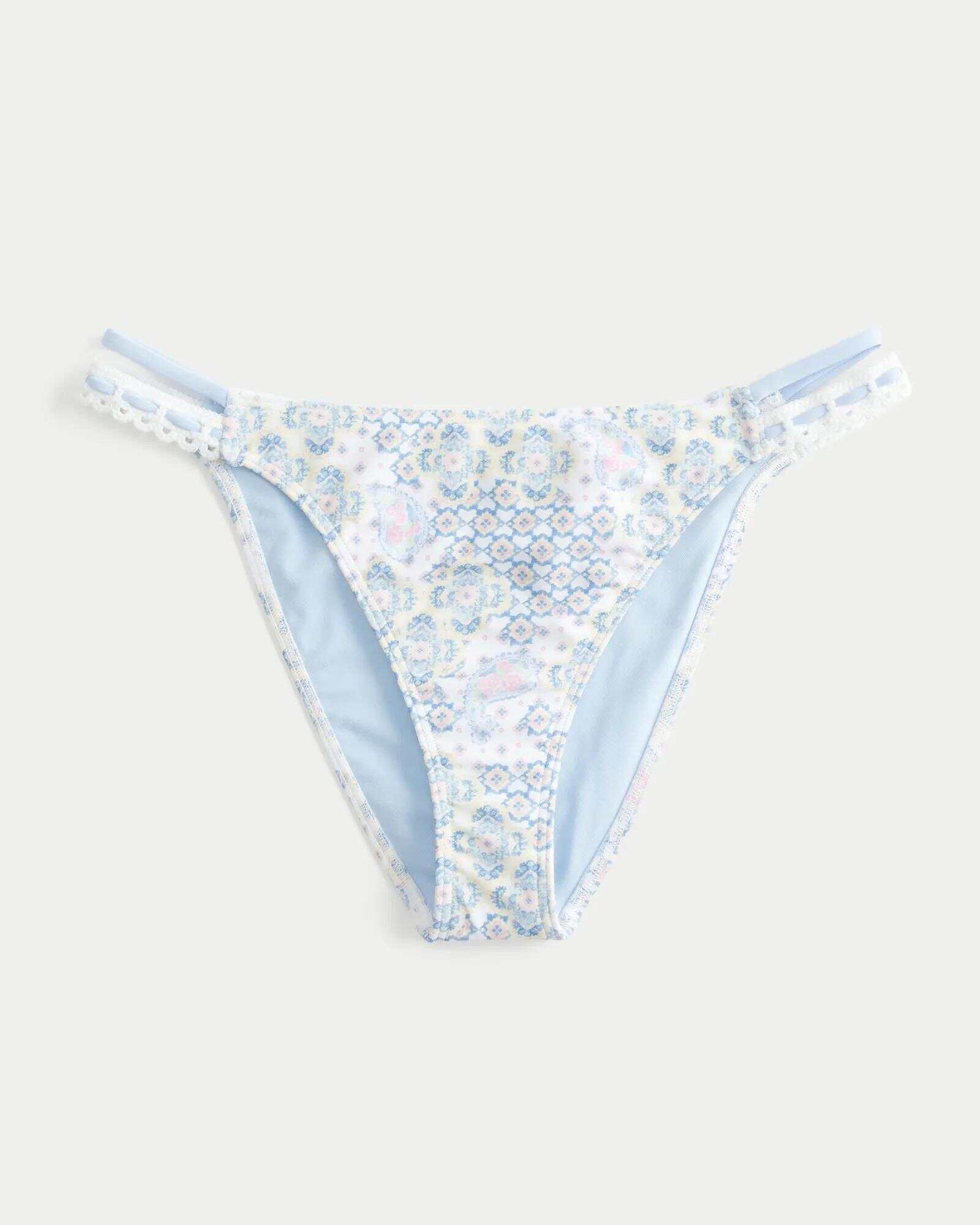 Crochet-Style Trim Double-Strap Cheeky Bikini Bottom