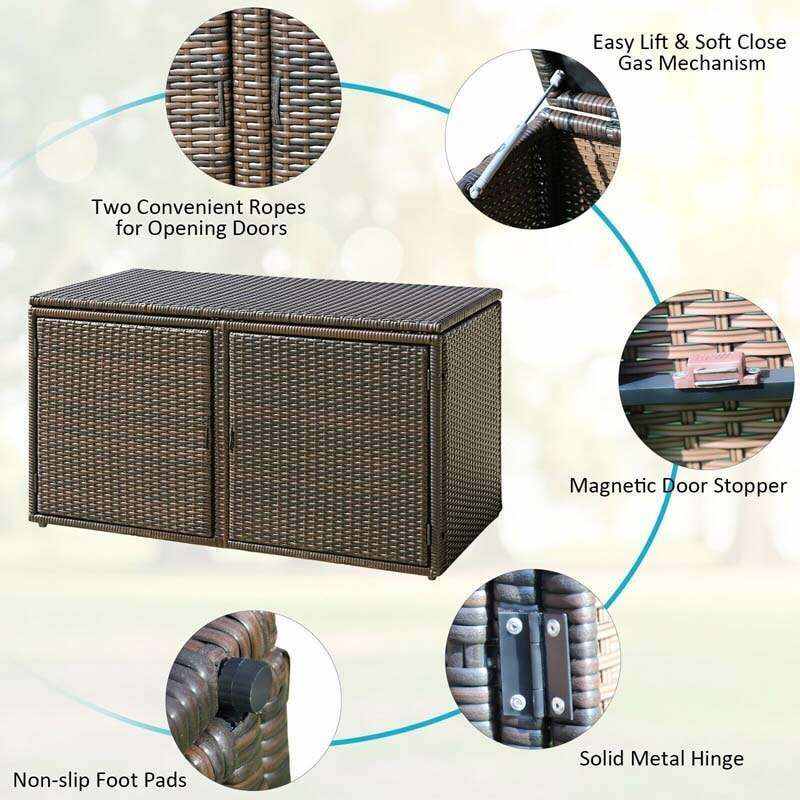 88 Gallon Rattan Deck Storage Box Patio Container