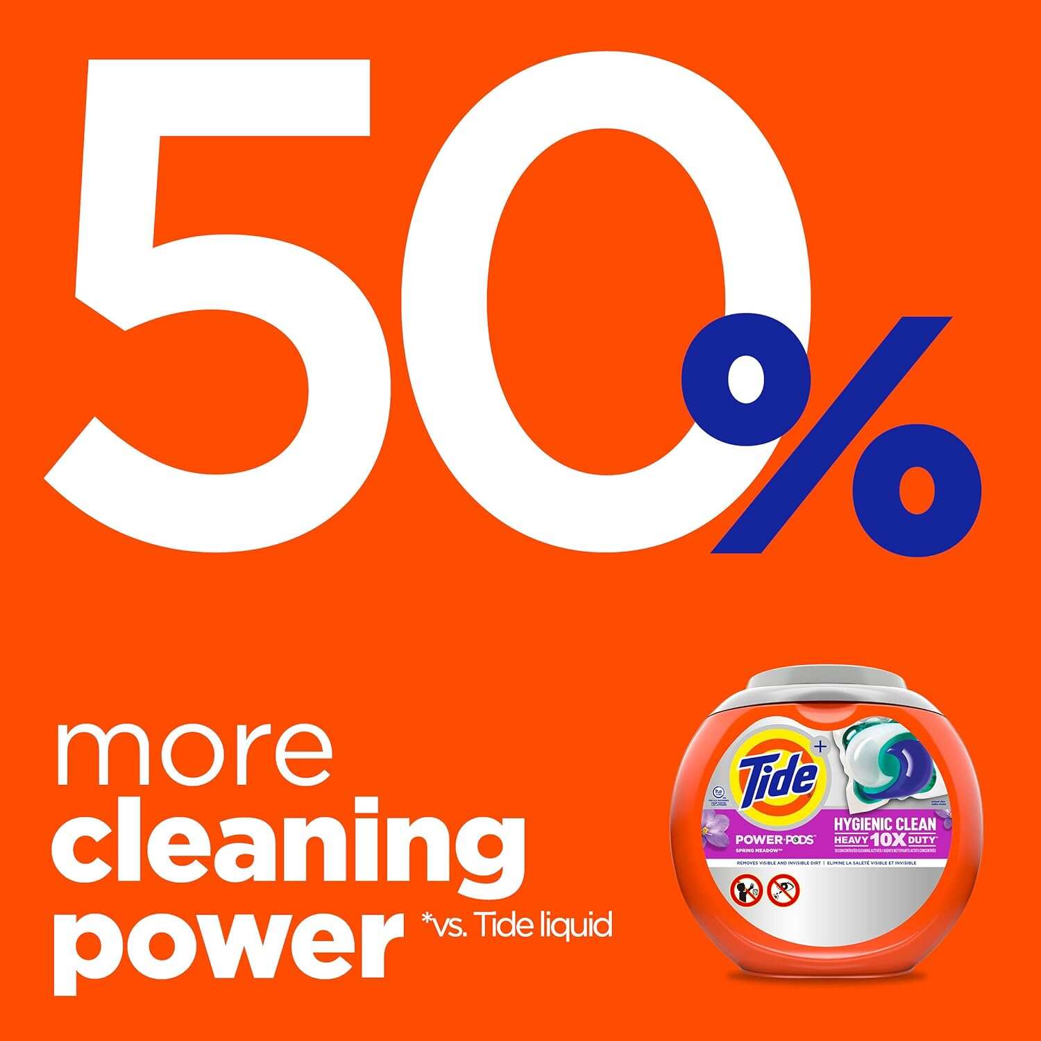 Tide Hygienic Clean Heavy Duty 10x Free Power PODS Laundry Detergent, 63 count, Unscented, For Visible and Invisible Dirt