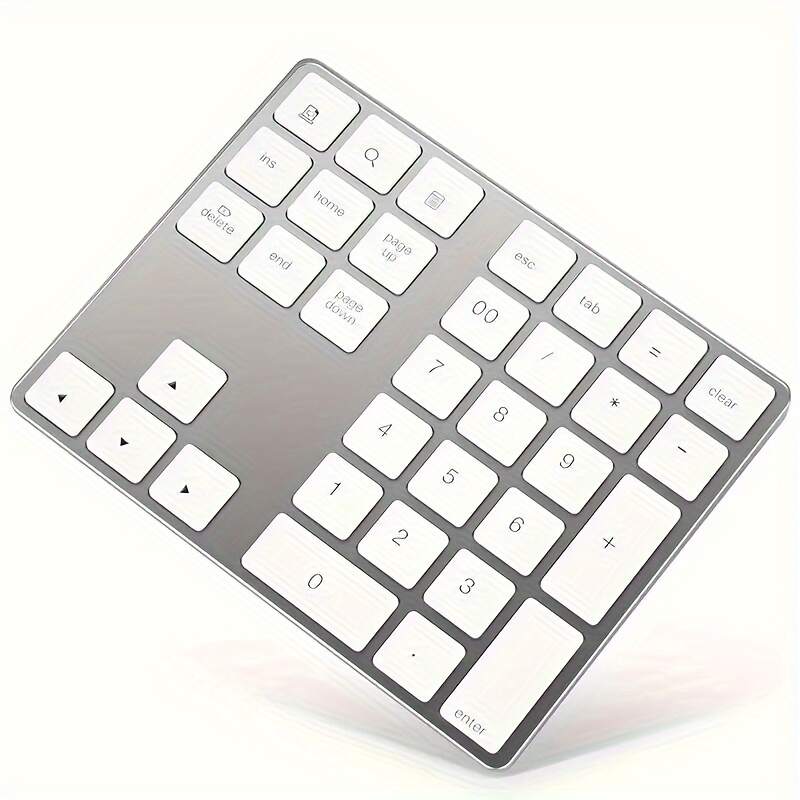 [Wireless Numeric Keyboard] 1pc Wireless 34-Key Numeric Keyboard | USB-C Rechargeable with Smart Recognition System, Compatible with MAC OS Computers, Includes USB Cable, Lithium Polymer Battery - Type-C Charging