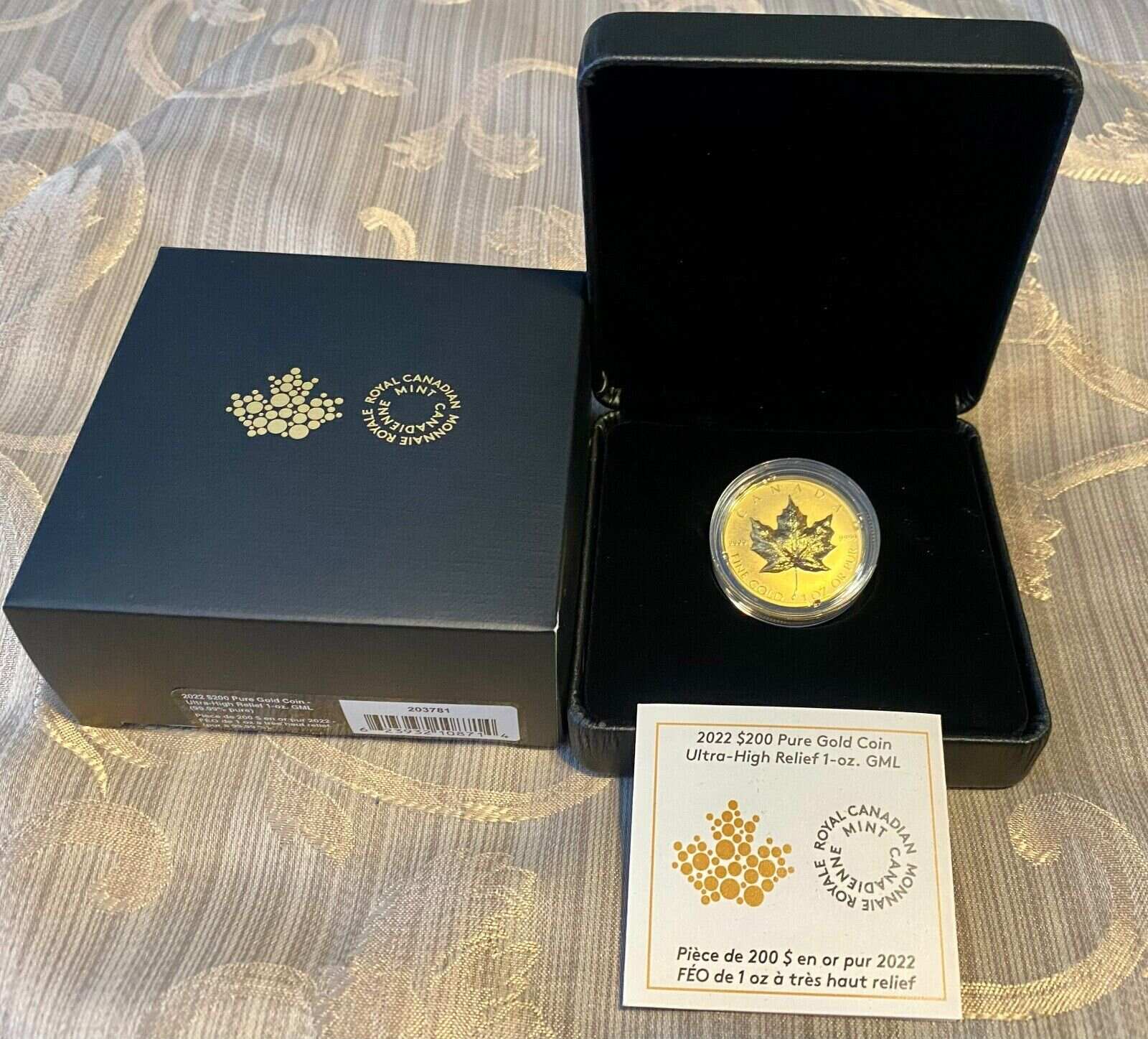 2022 Canada 1 oz. Pure Gold Coin – Ultra-High Relief Gold Maple Leaf