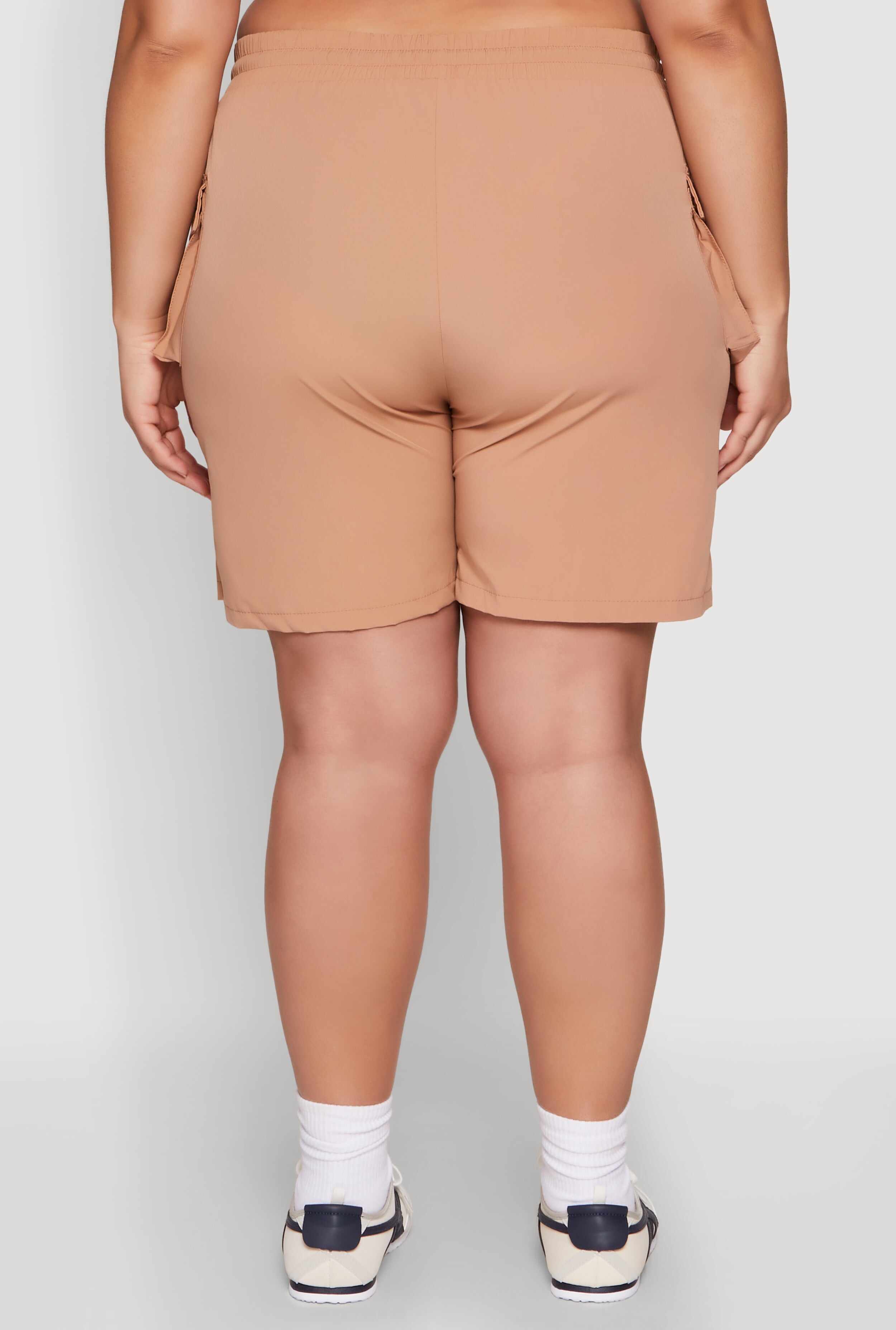 Plus Size Drawstring High Waisted Cargo Shorts