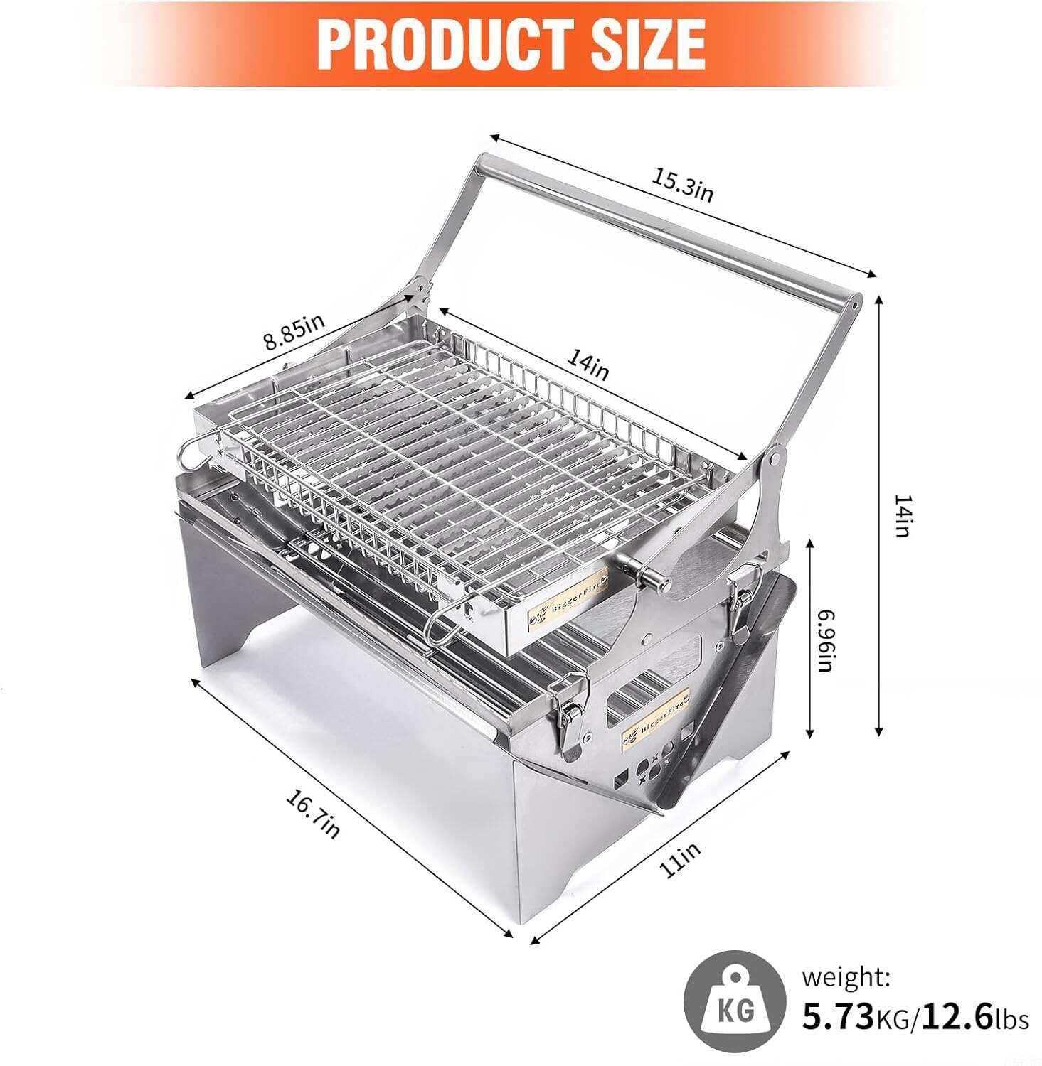 360° Rotating Barbecue Grill, Stainless Steel Flipping Barbecue Grills, Portable Camping Charcoal BBQ Grill Outdoor, Detachable Portable Charcoal Barbecue Grill for Picnic Yard Party