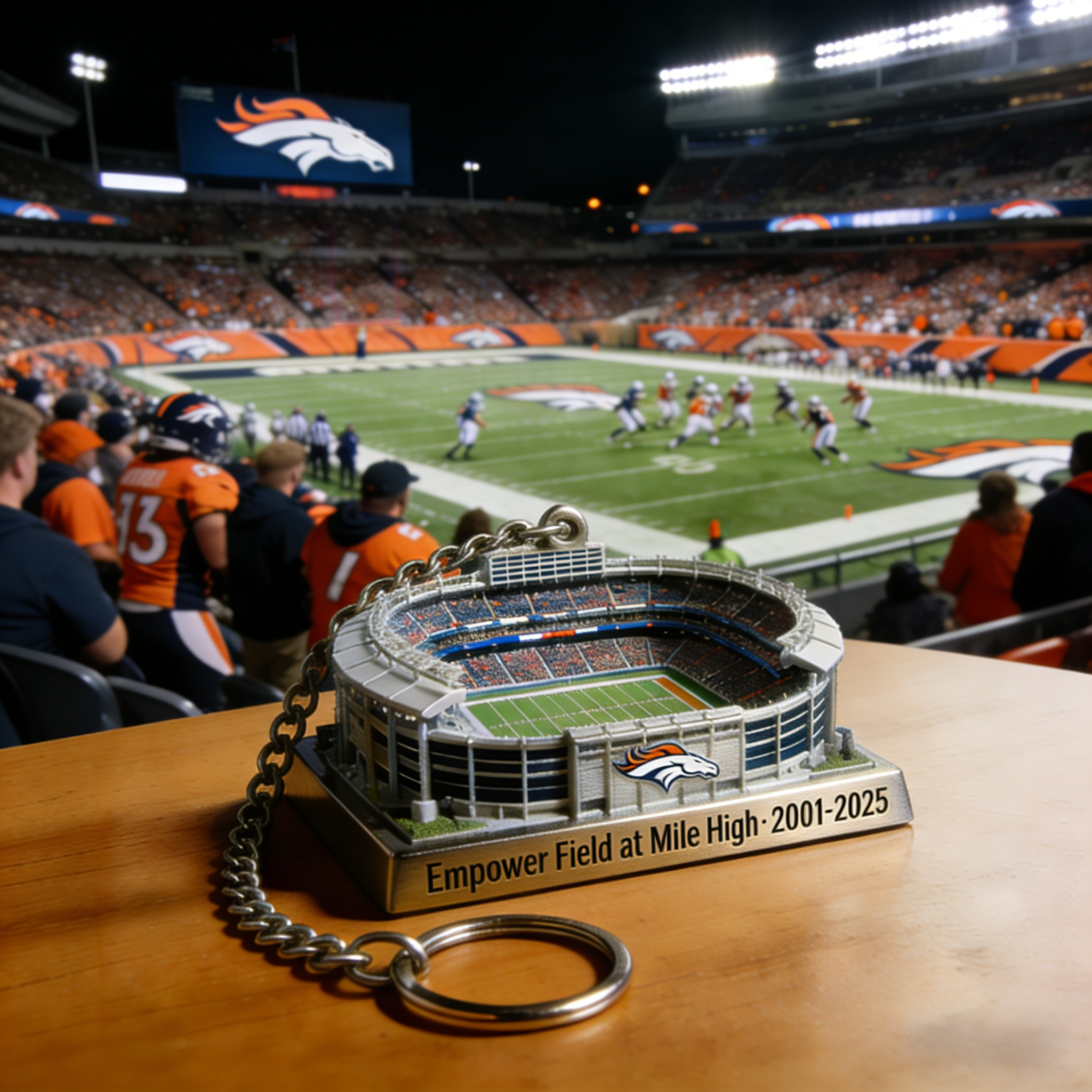 Broncos Empower Field Mini Stadium Keychain