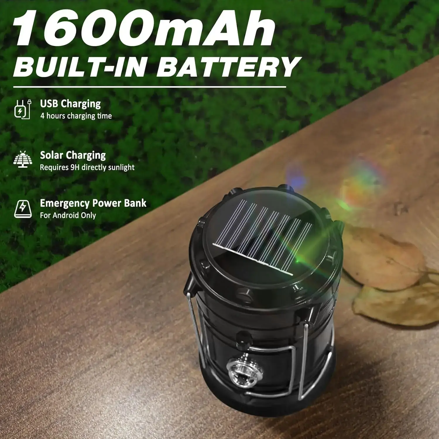 Solar Camping Lantern  - Rechargeable LED Lights, Magnetic Base & Foldable Hanging Hook- Collapsible Lamp Battery Powered Perfect for Power Outages, Hiking, Emergencies Adjustable Flashlight Adjustable Tactical Flashlight gifts gift set for girls