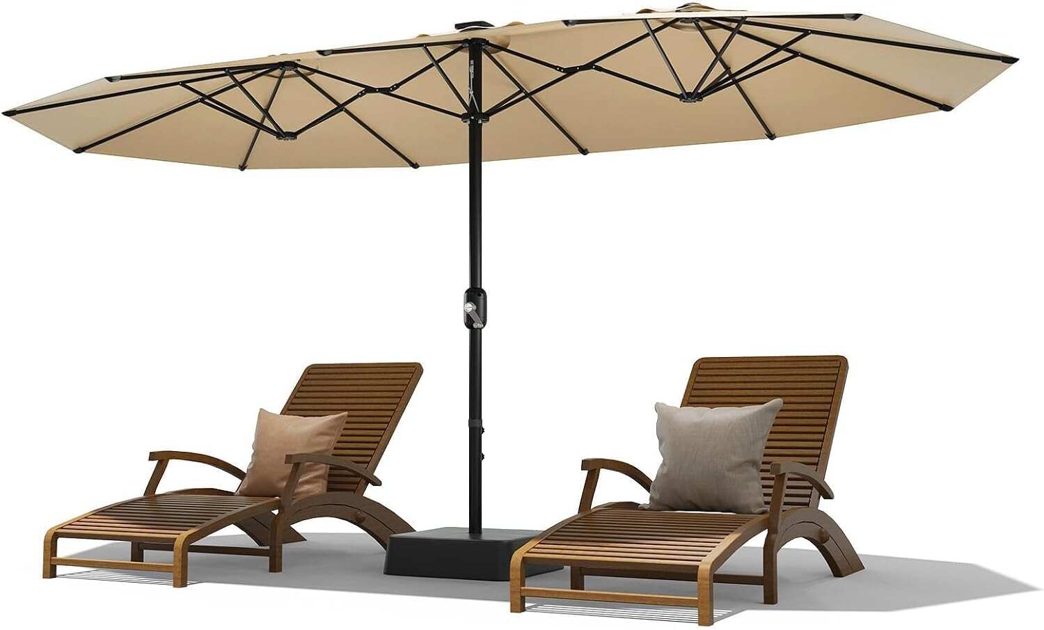 15 ft Rectangular Patio Umbrella with Base Included