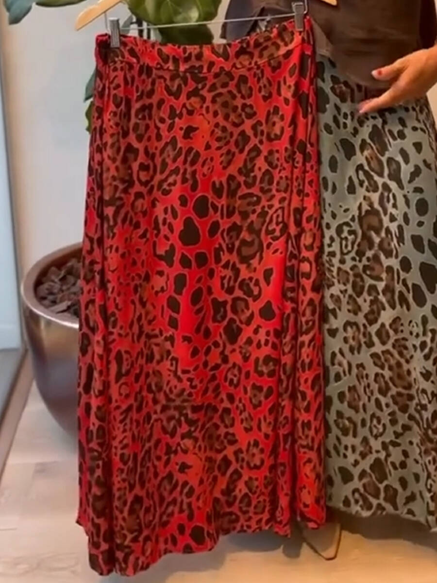 🔥Summer Arrivals🌟Cozy Linen And Cotton Leopard Print Skirt.