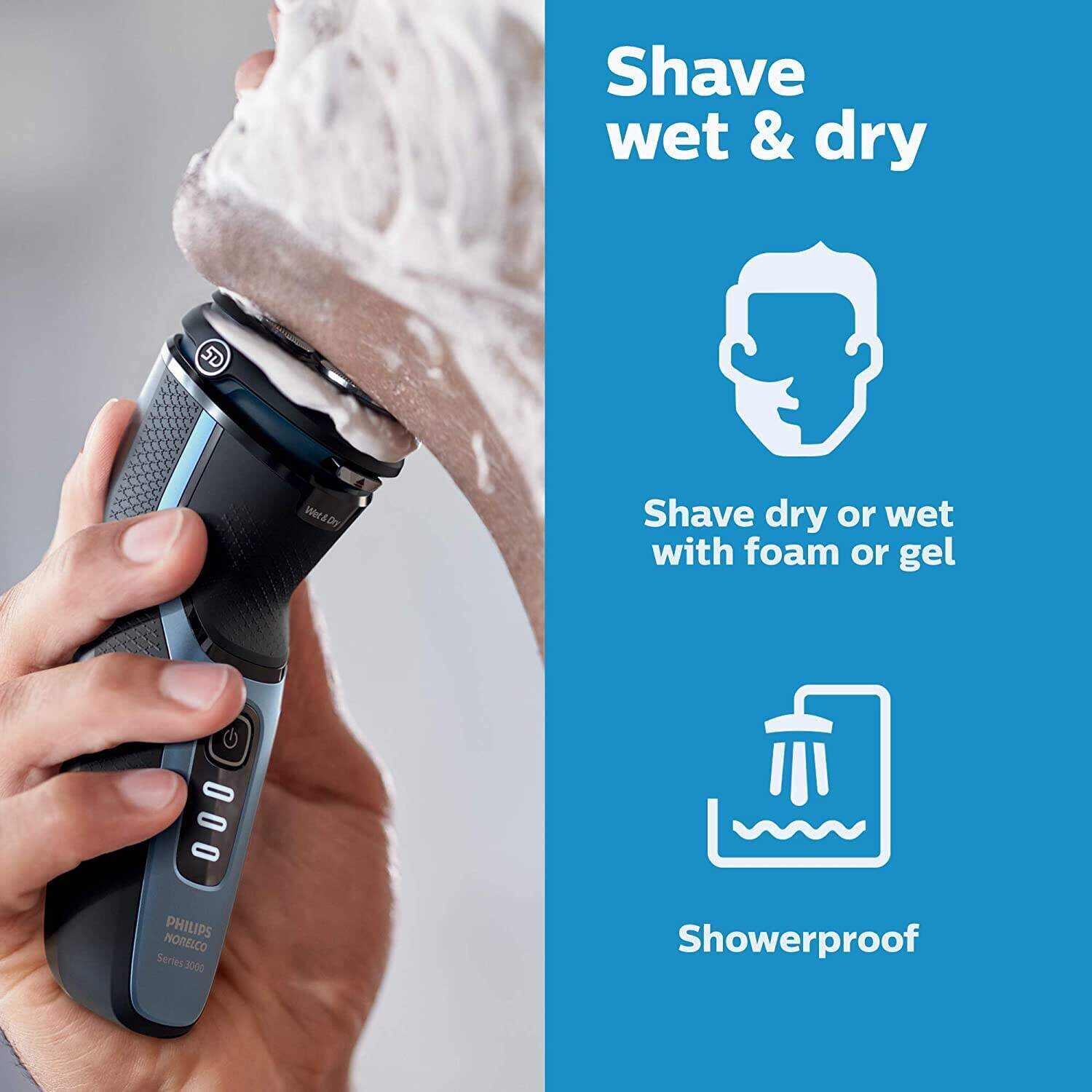 Philips Norelco Shaver 3800, Rechargeable Wet & Dry Shaver with Pop-up Trimmer, Charging Stand and Storage Pouch, Space Gray, S3311/85