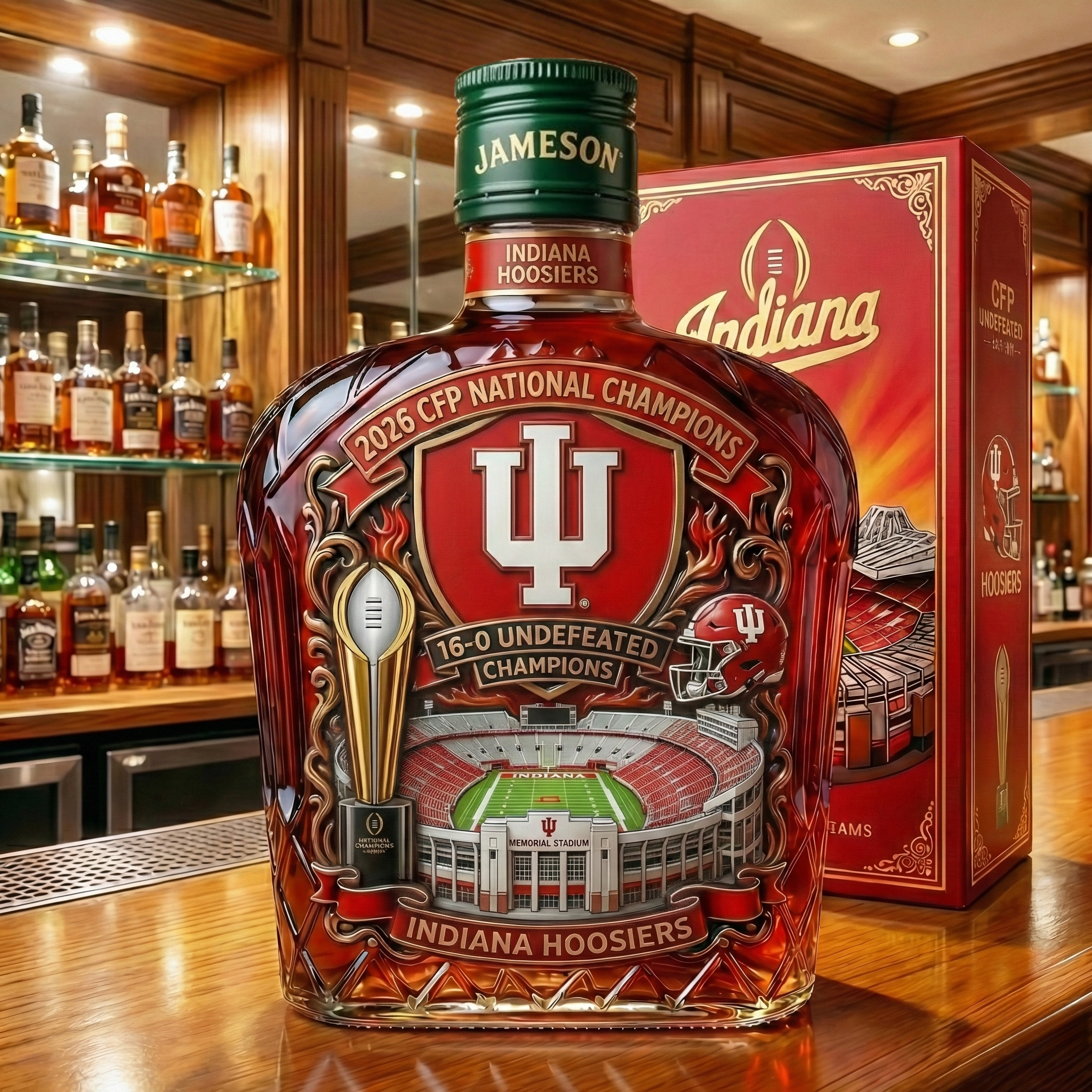 Indiana Hoosiers 2026 CFP National Champions Commemorative Whisky Bottle