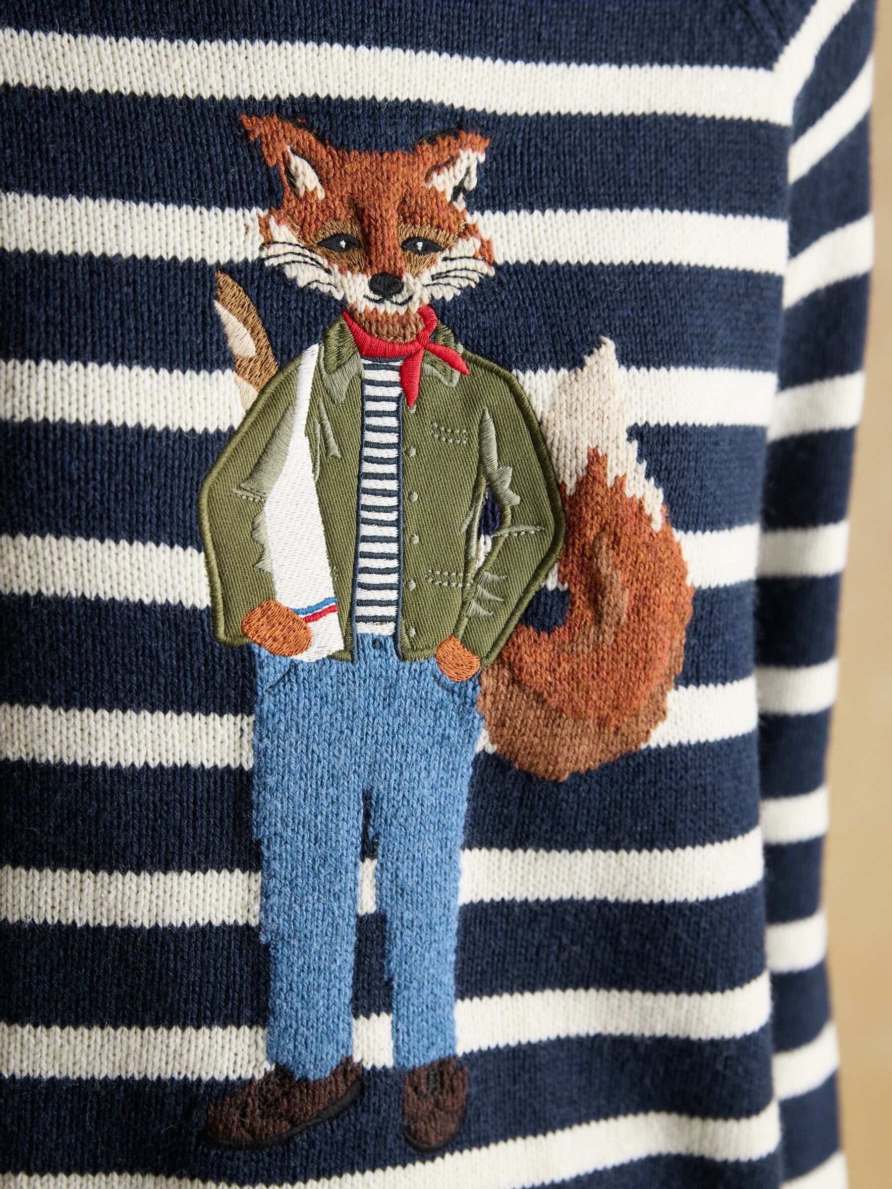 Jonty Striped Crew Neck Intarsia Jumper