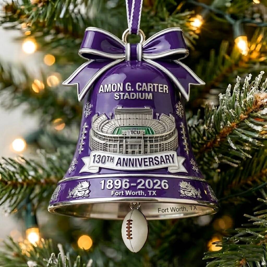 TCU Amon G. Carter Stadium 130th Anniversary Bell Ornament