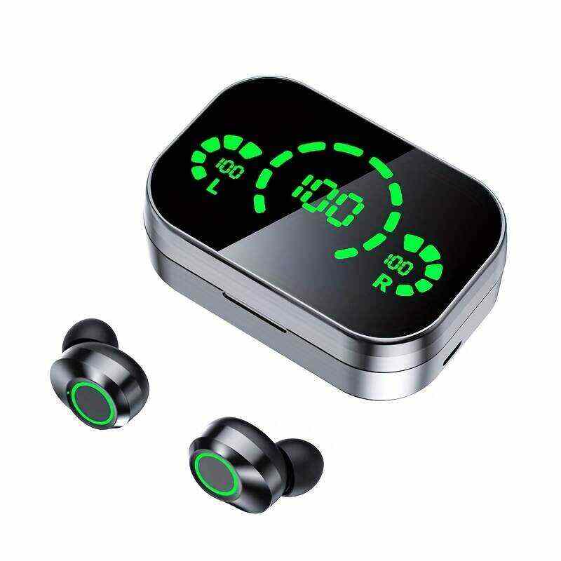 1 Set Wireless Earphones With Mirror Digital Display, Hifi Sound Quality, High Power, Emergency Charging Function For In-Ear Wireless Earphones, High-definition Voice Touch Operation, Automatic Connection To Binaural Call Earphones Charging Level Display