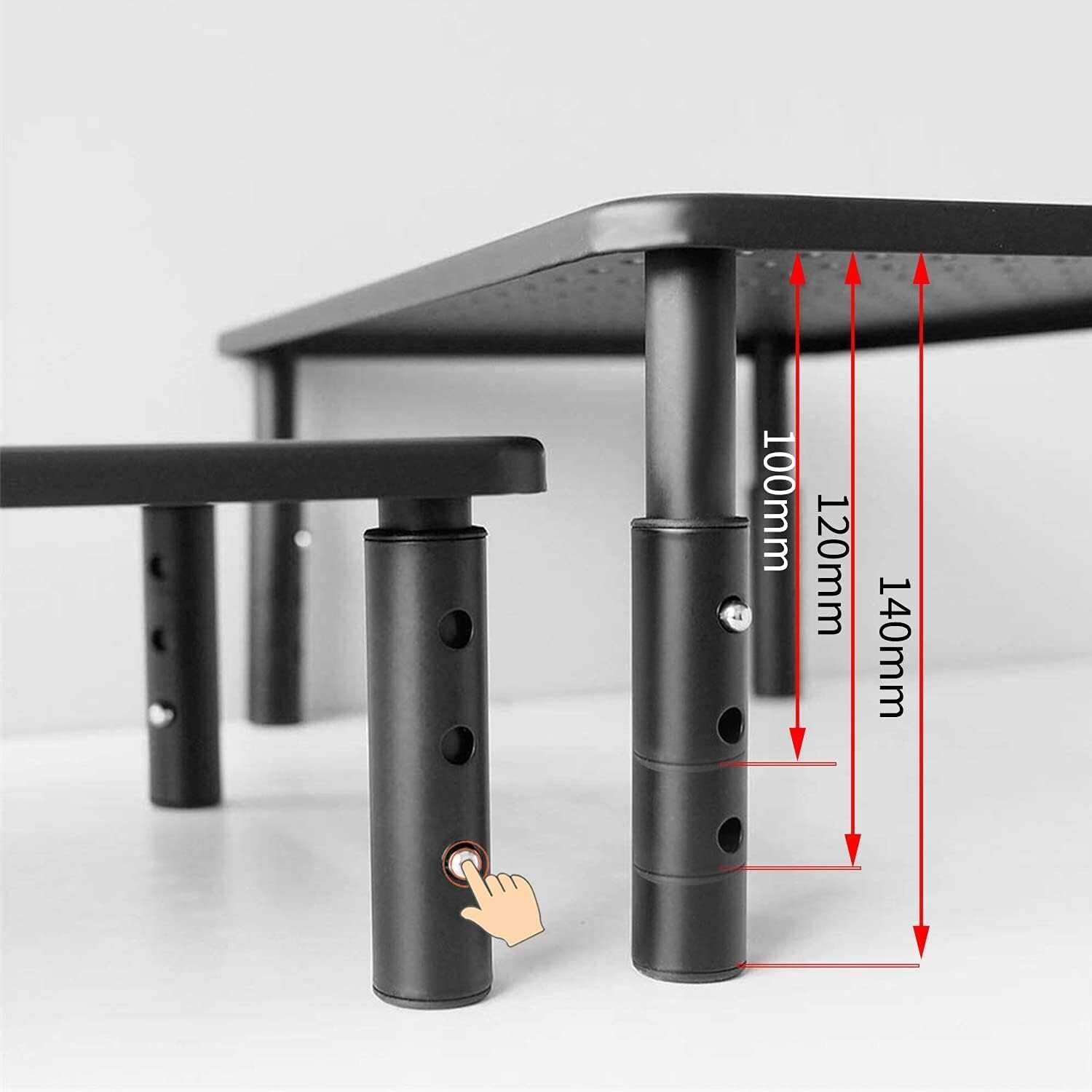 Computer Monitor Stand Riser,Monitor Riser for Laptop, Printer, Notebook and All Flat Screen TV Display with Vented Platform,3 Height Adjustable Laptop Riser,1 Pack,Black(MST003)