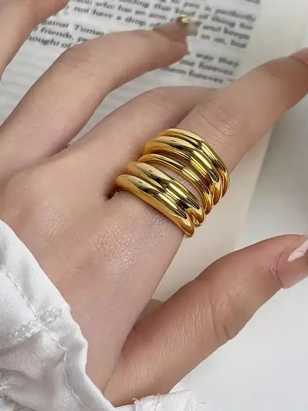Geometric Shiny Solid Color Rings Accessories