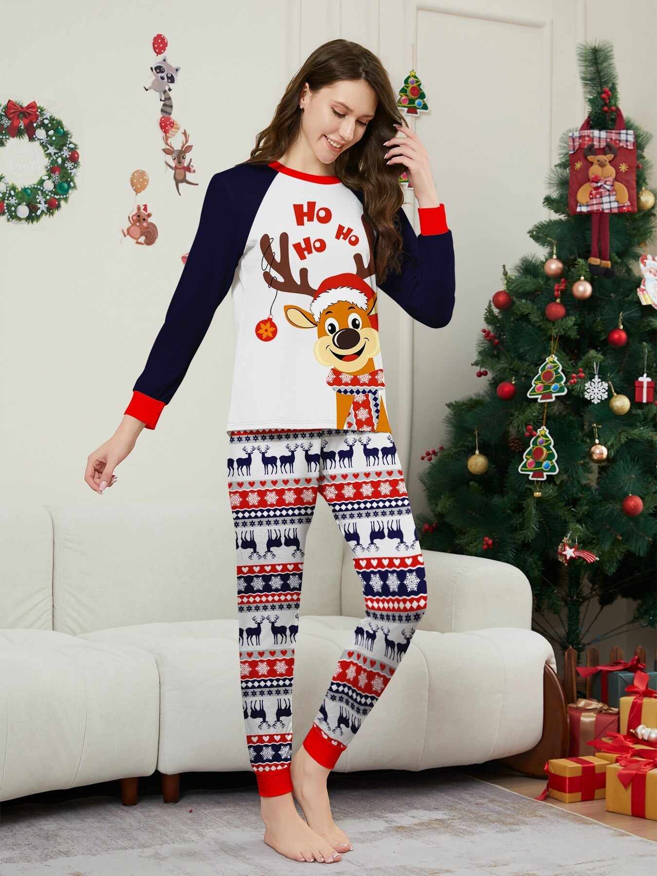 Family Christmas Pajama Matching Set with Moose Monogramming