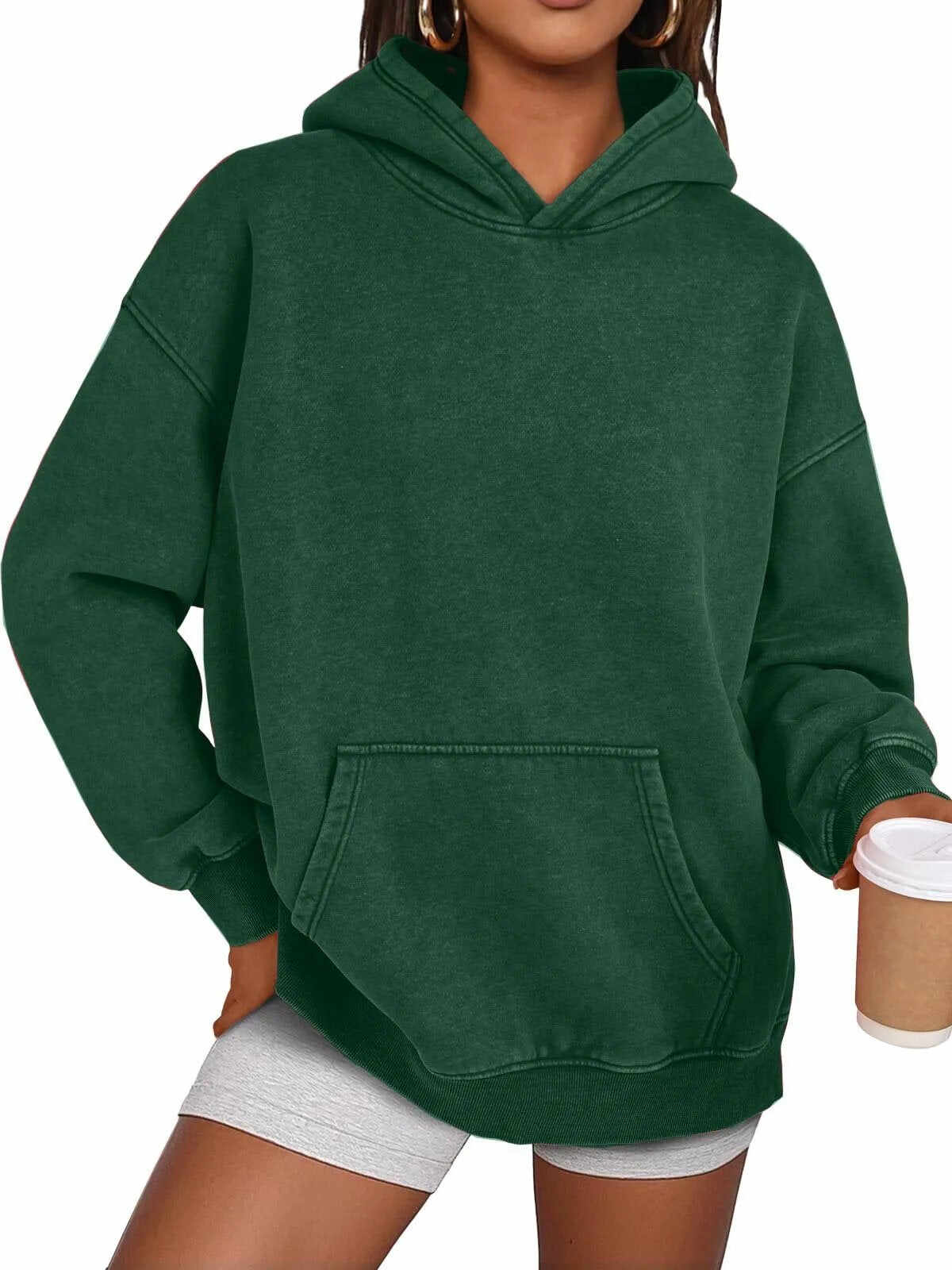 Unisex Casual Oversized Acid Wash Tops Hoodie Pullover