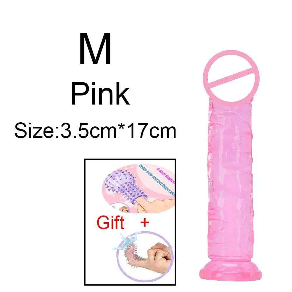 Transparent Jelly Dildo – Large Suction Cup Dildo in 5 Colors for Anal & Vaginal Play