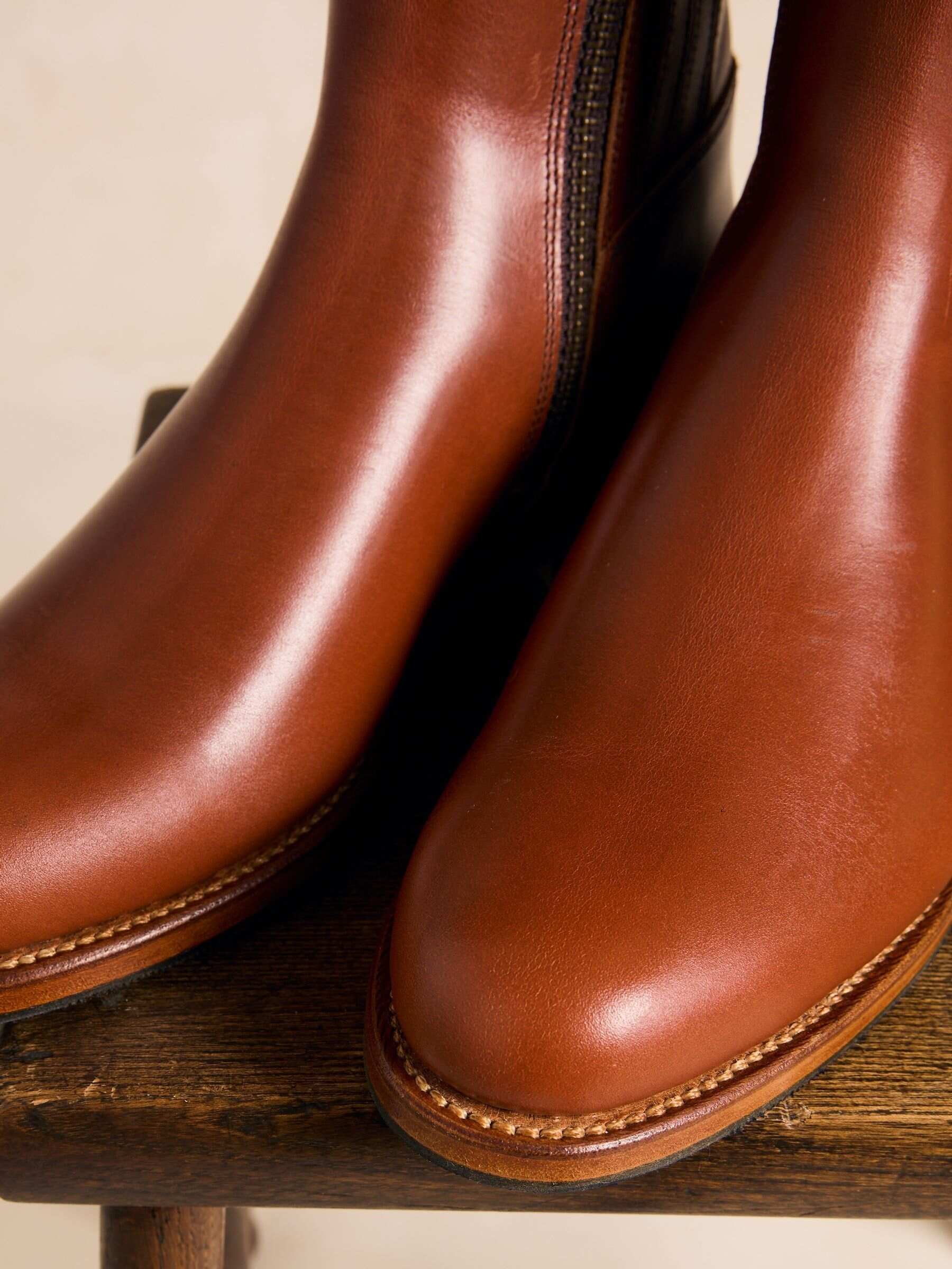 Joules X Spanish Boot Co. Chestnut Brown Leather Boots