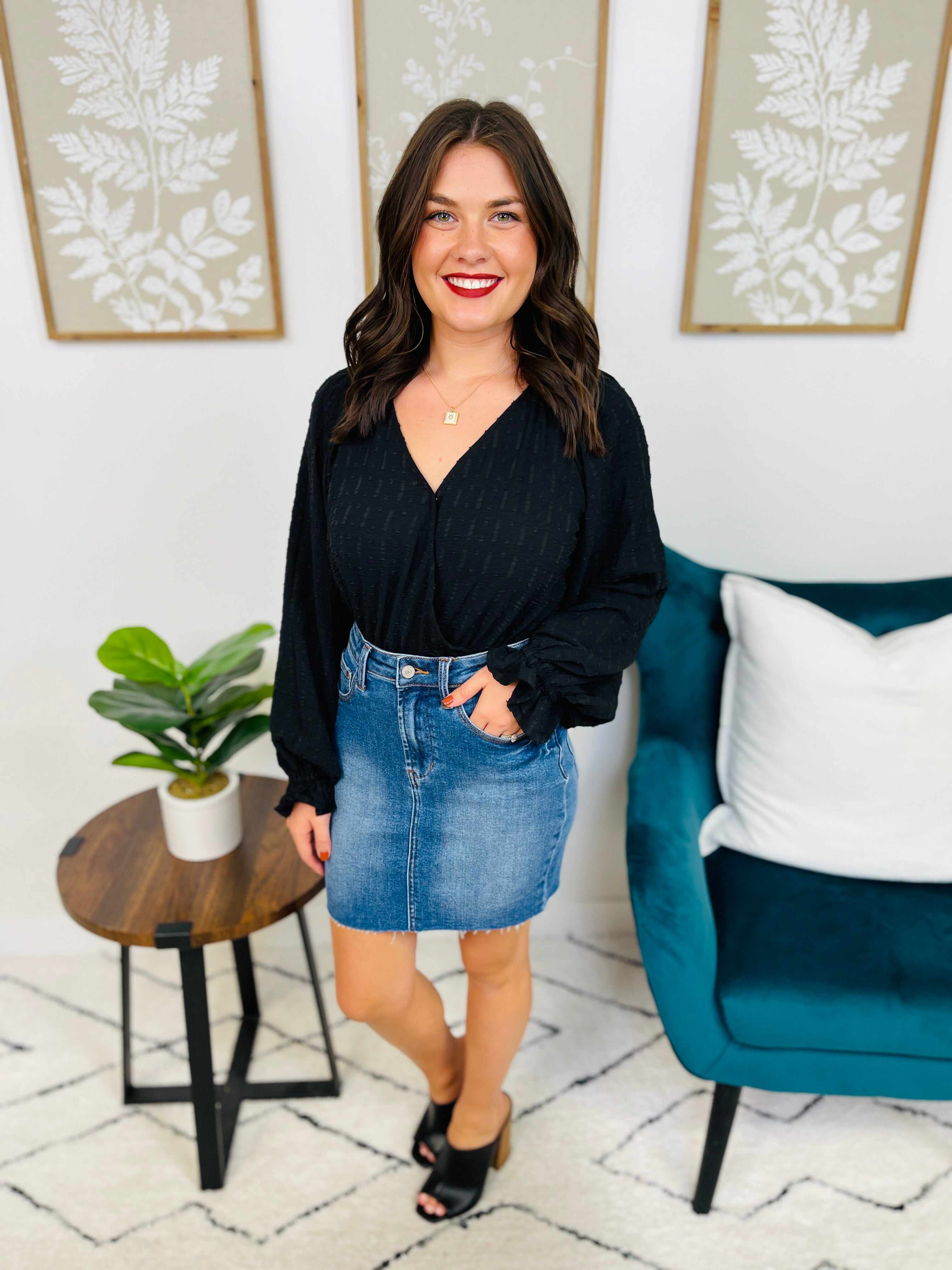 Plus/Reg I See You Looking Denim Skirt
