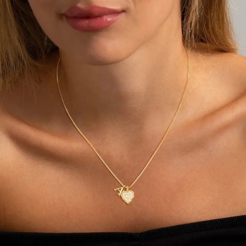 🔥Last Day 69% OFF ✨Gold Shell Heart CZ A-Z Initial Necklace, Valentine's Day Jewelry Gift