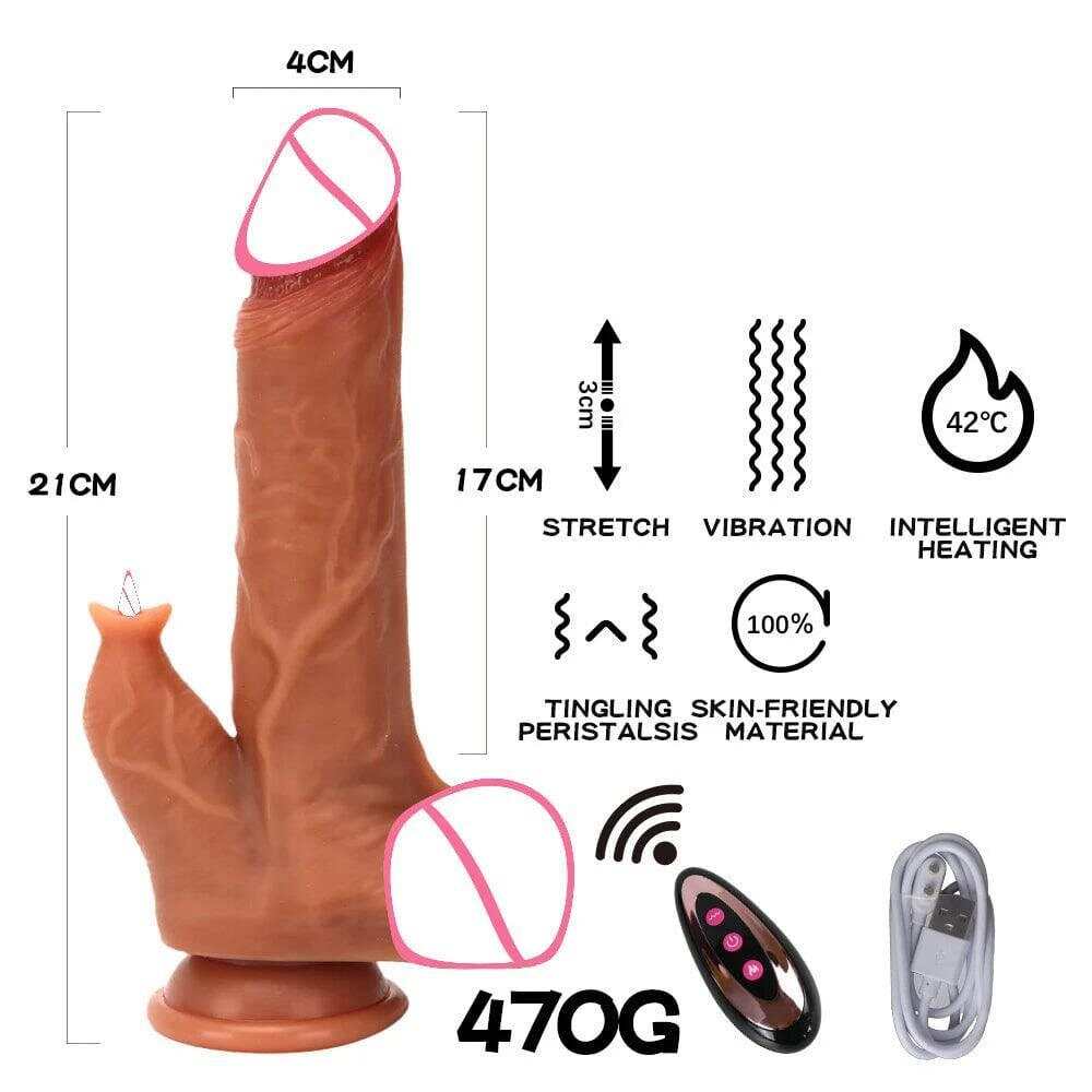 Realistic Penis Automatic Retractable Heated Swing Vibrator with Remote Control  Sex Toy for Woman Masturbator Dildo Adult shop